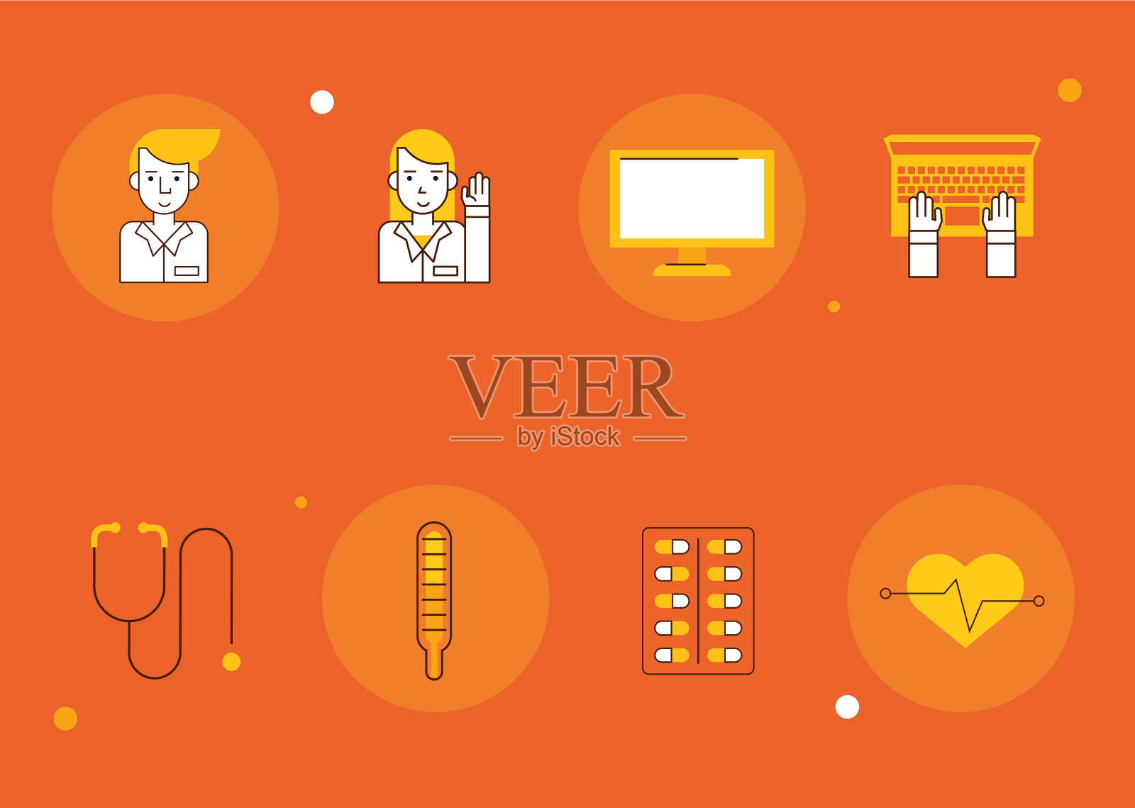 8个在线医疗服务图标插画图片素材