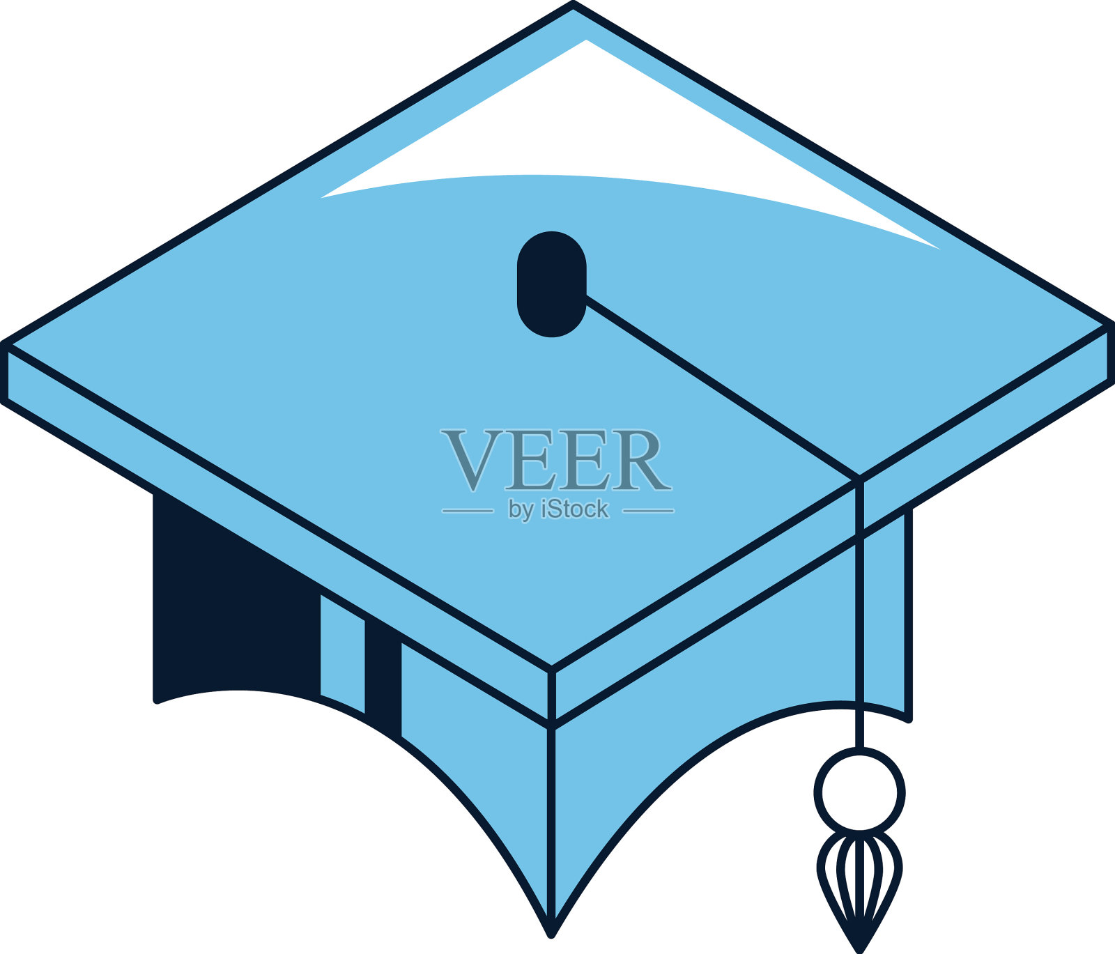 毕业帽子蓝色插画图片素材