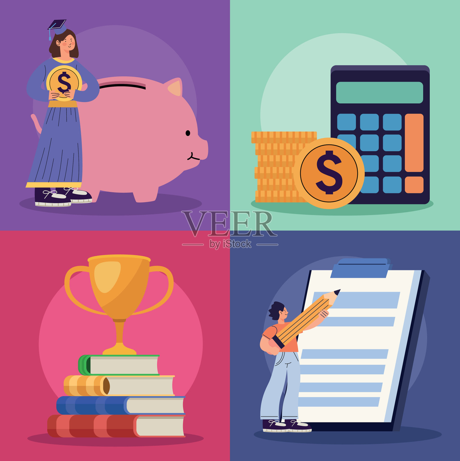 女孩和男孩的图标插画图片素材