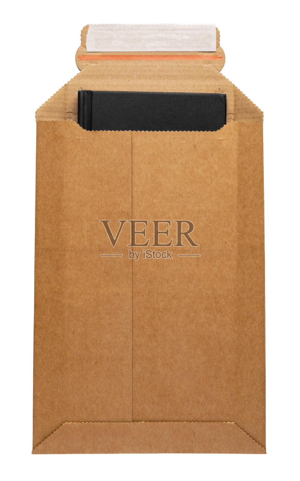 棕色信封正面和背面孤立在白色背景上。信顶视图。照片摄影图片