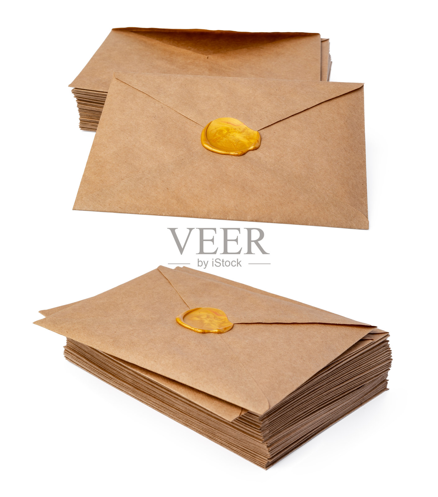 棕色工艺信封孤立在白色背景上照片摄影图片