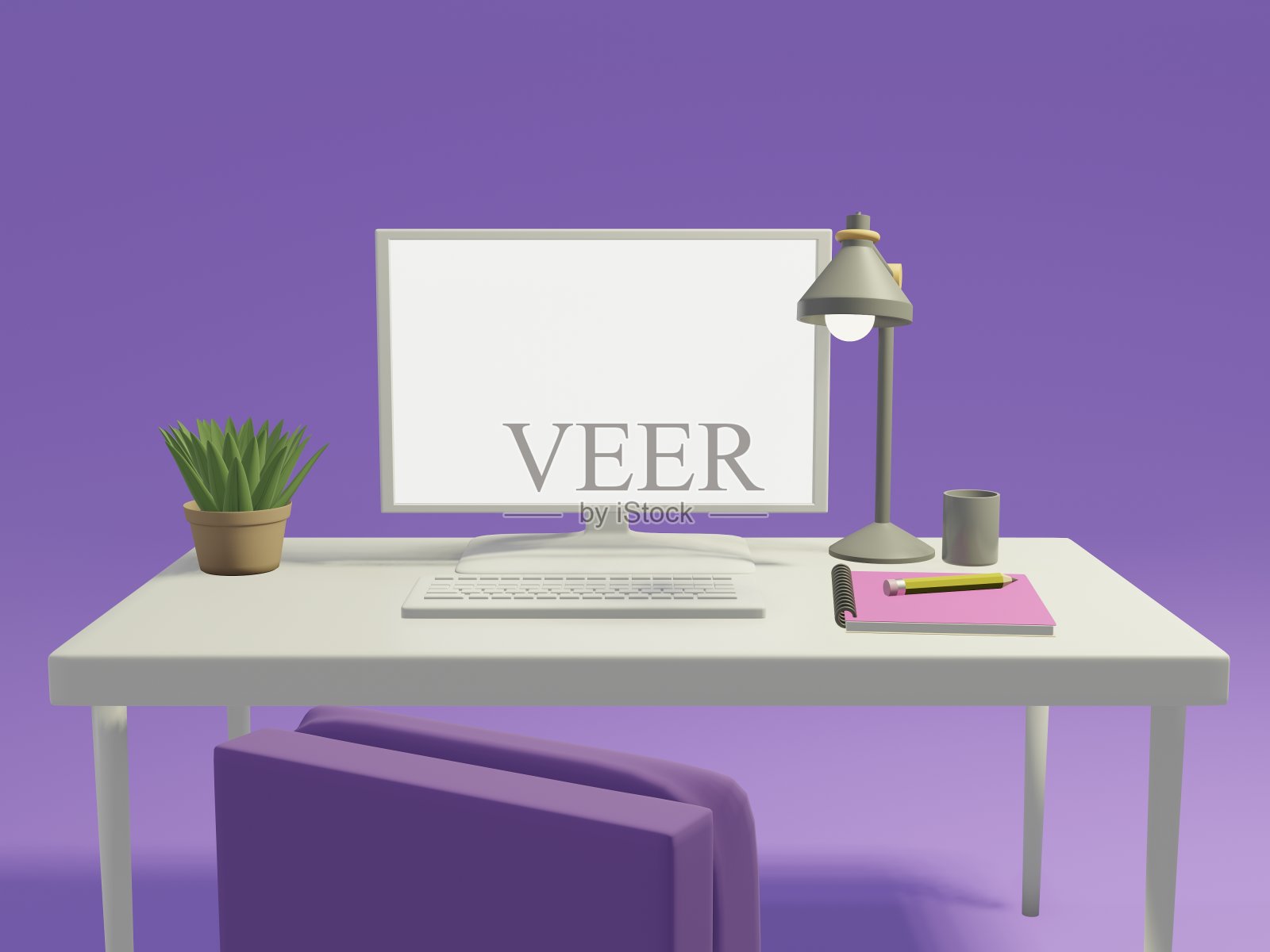 适合在家工作的办公桌空间。照片摄影图片