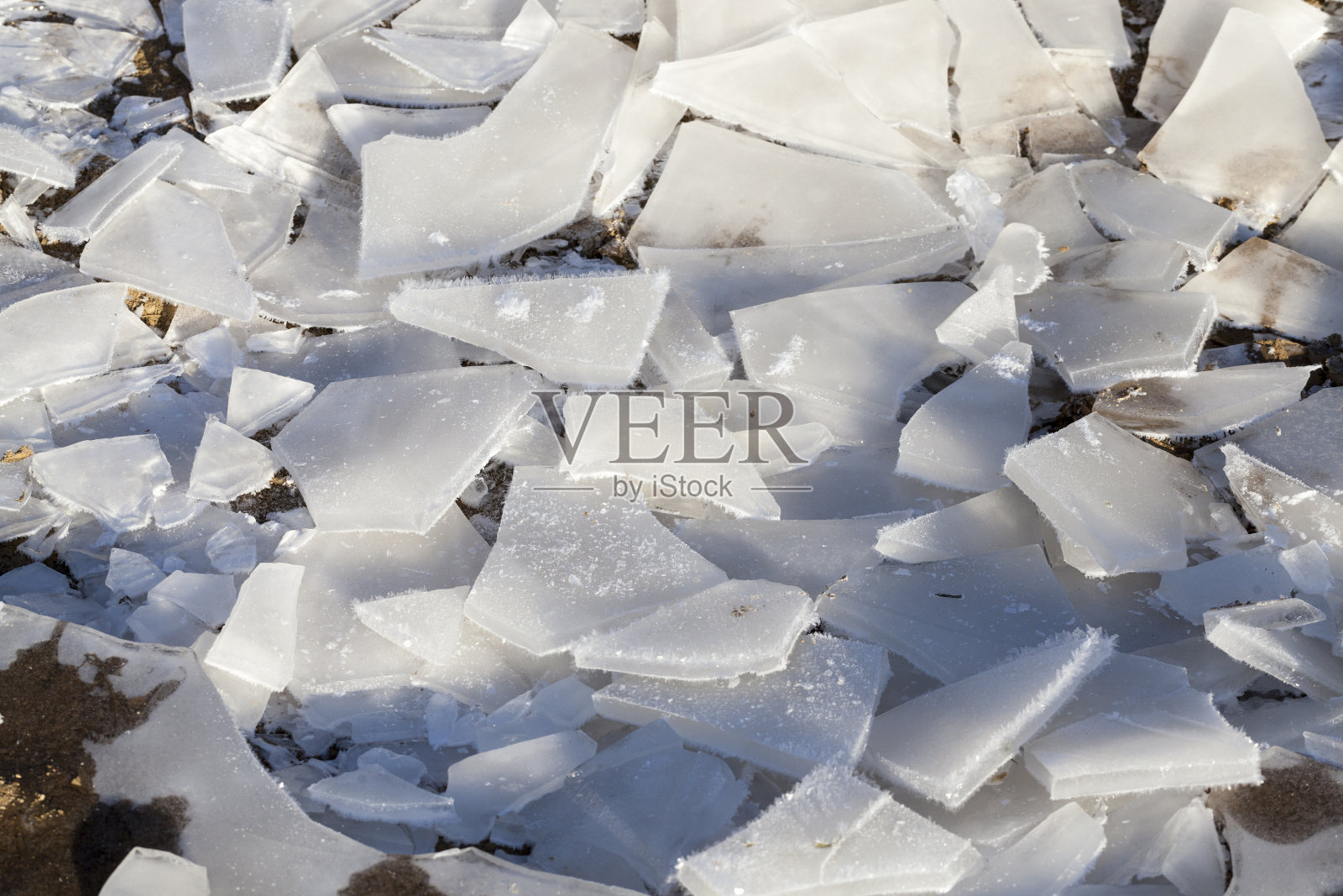 田野上结了一层厚厚的冰照片摄影图片