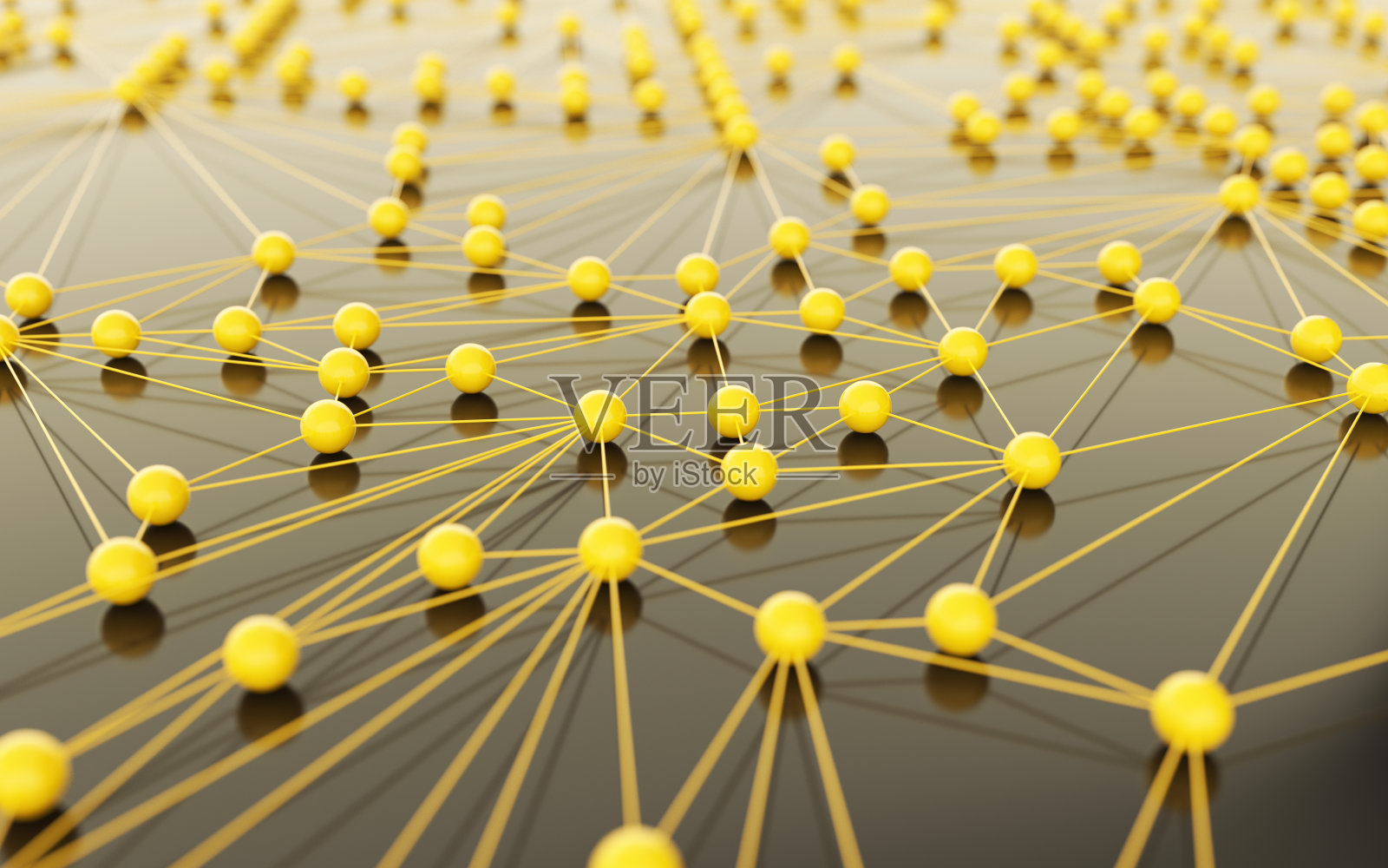 黄色的线和点，通信网络的概念照片摄影图片