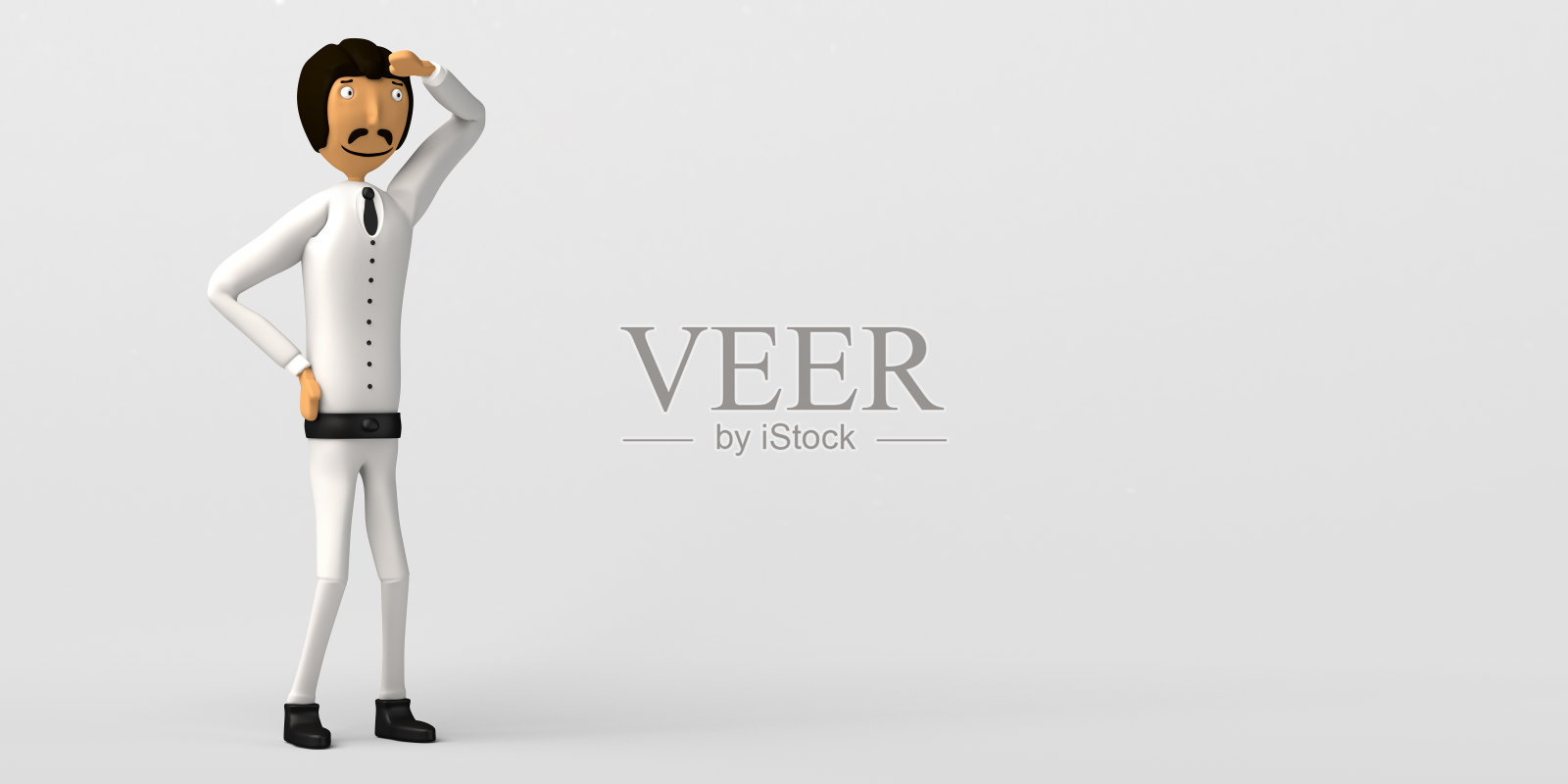 商人看着地平线上的白色背景。副本的空间。3 d演示。卡通。照片摄影图片