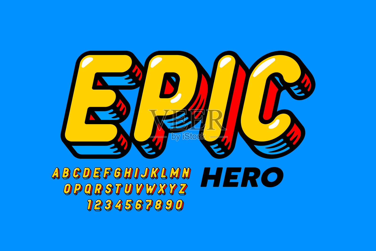 史诗英雄漫画书风格字体插画图片素材