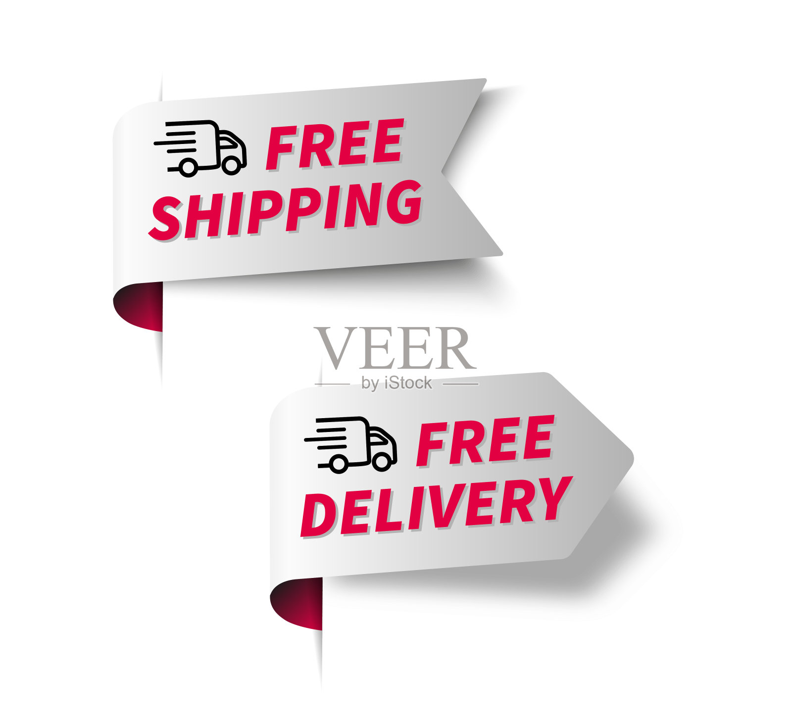 免费送货和免费送货的3d横幅设计。矢量图插画图片素材