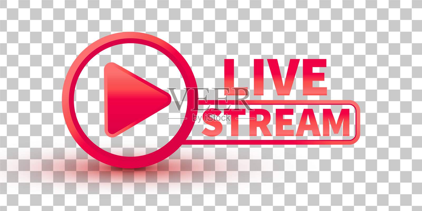 矢量直播流图标平面风格与播放按钮隔离在透明的背景为博客，播放器，广播，网站，在线电台，媒体标签，标志。直播横幅。10每股收益插画图片素材