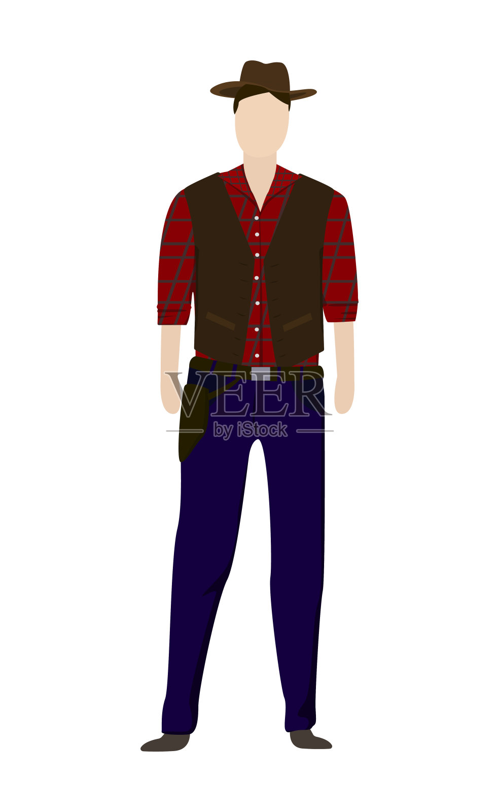 穿着牛仔节庆服装的男人 - 矢量图设计元素图片