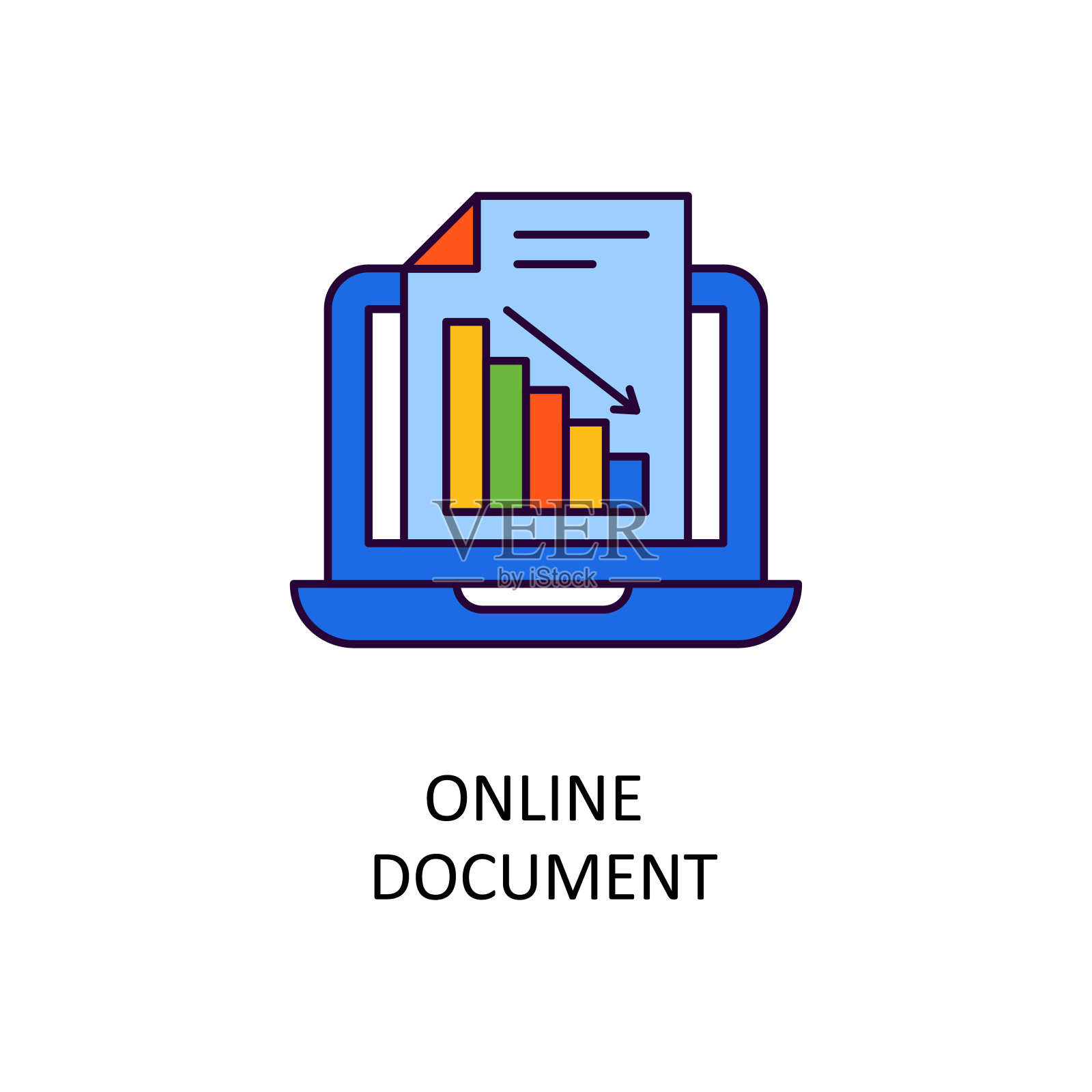 联机文档矢量填充轮廓图标设计插图。银行和支付符号在白色背景EPS 10文件插画图片素材