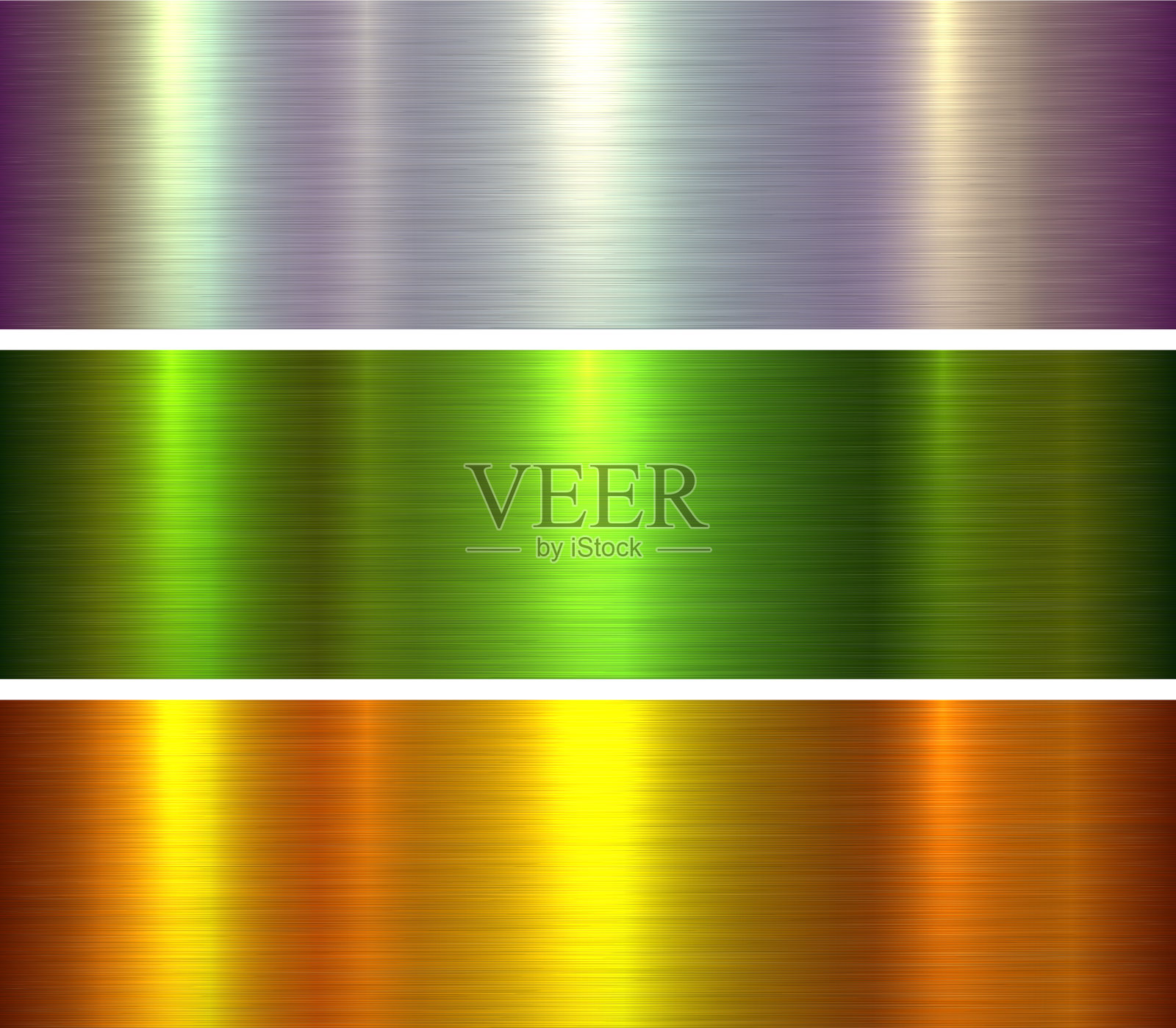 金属纹理设置，闪亮的多色光泽拉丝金属背景插画图片素材