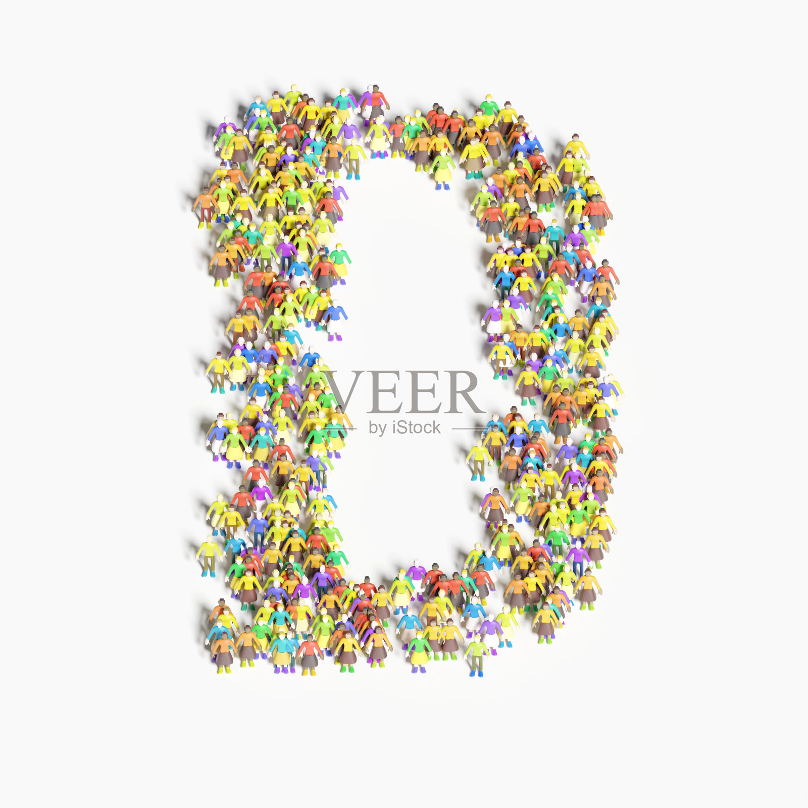 以“D”字排列的人物图形(3D插图)照片摄影图片