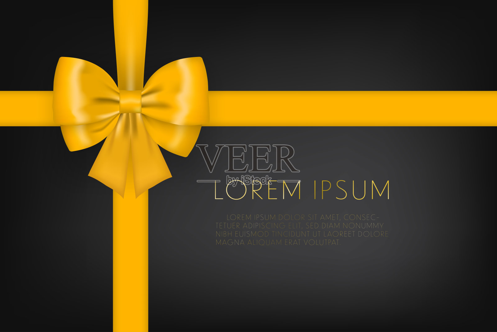 矢量金色蝴蝶结丝带在黑色的背景。装饰设计元素。插画图片素材