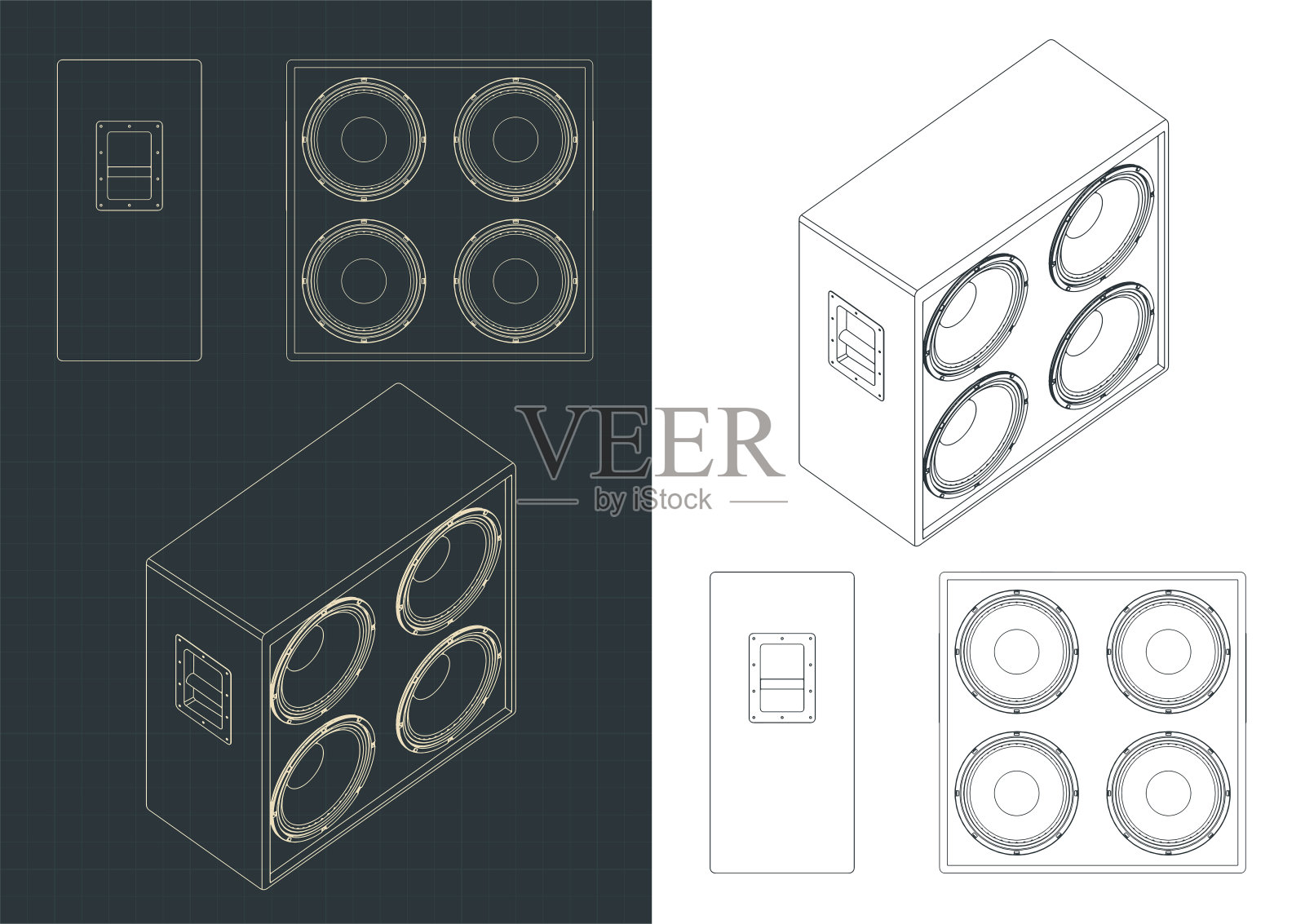 大型音乐会扬声器的蓝图设计元素图片