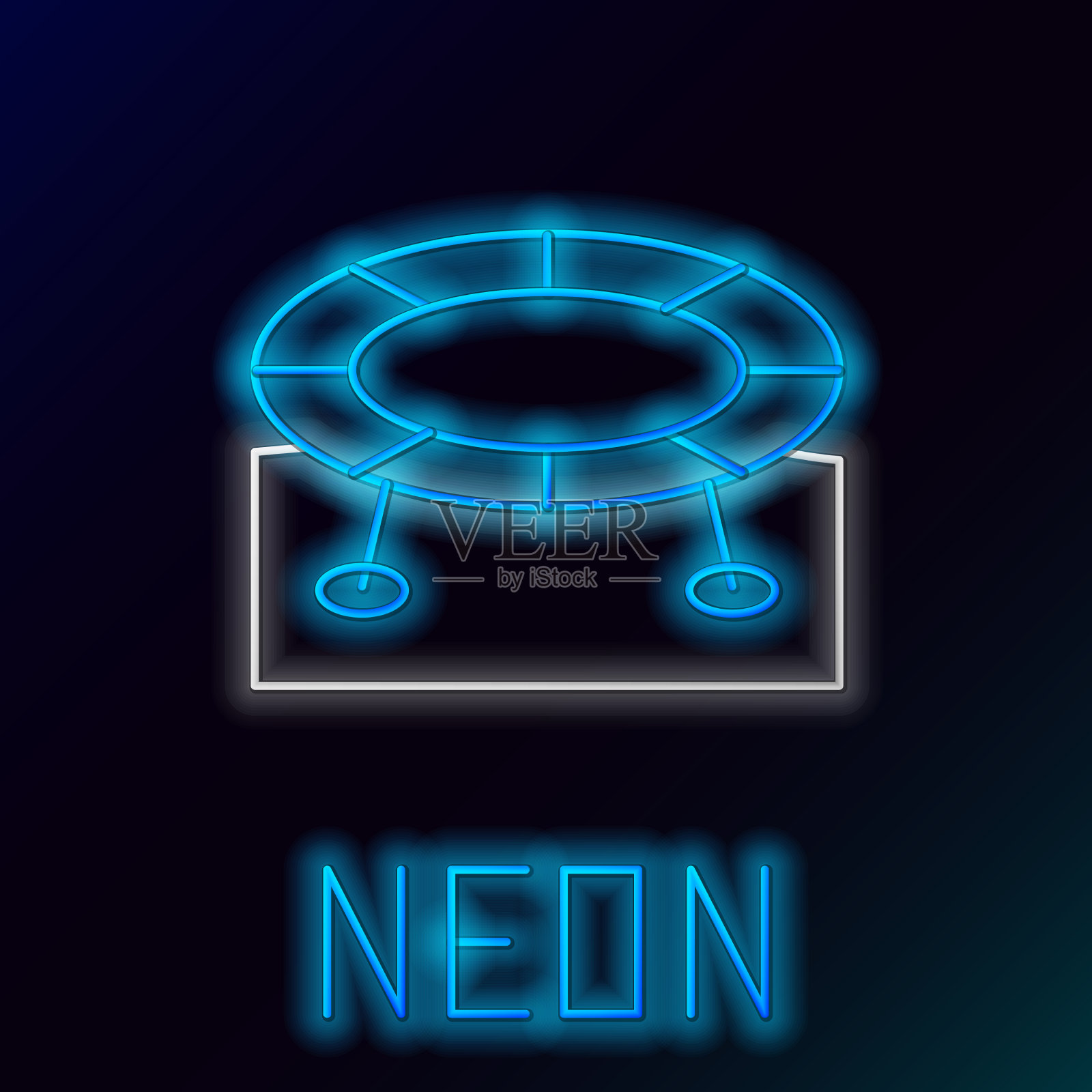 发光霓虹灯线跳跃蹦床图标孤立插画图片素材