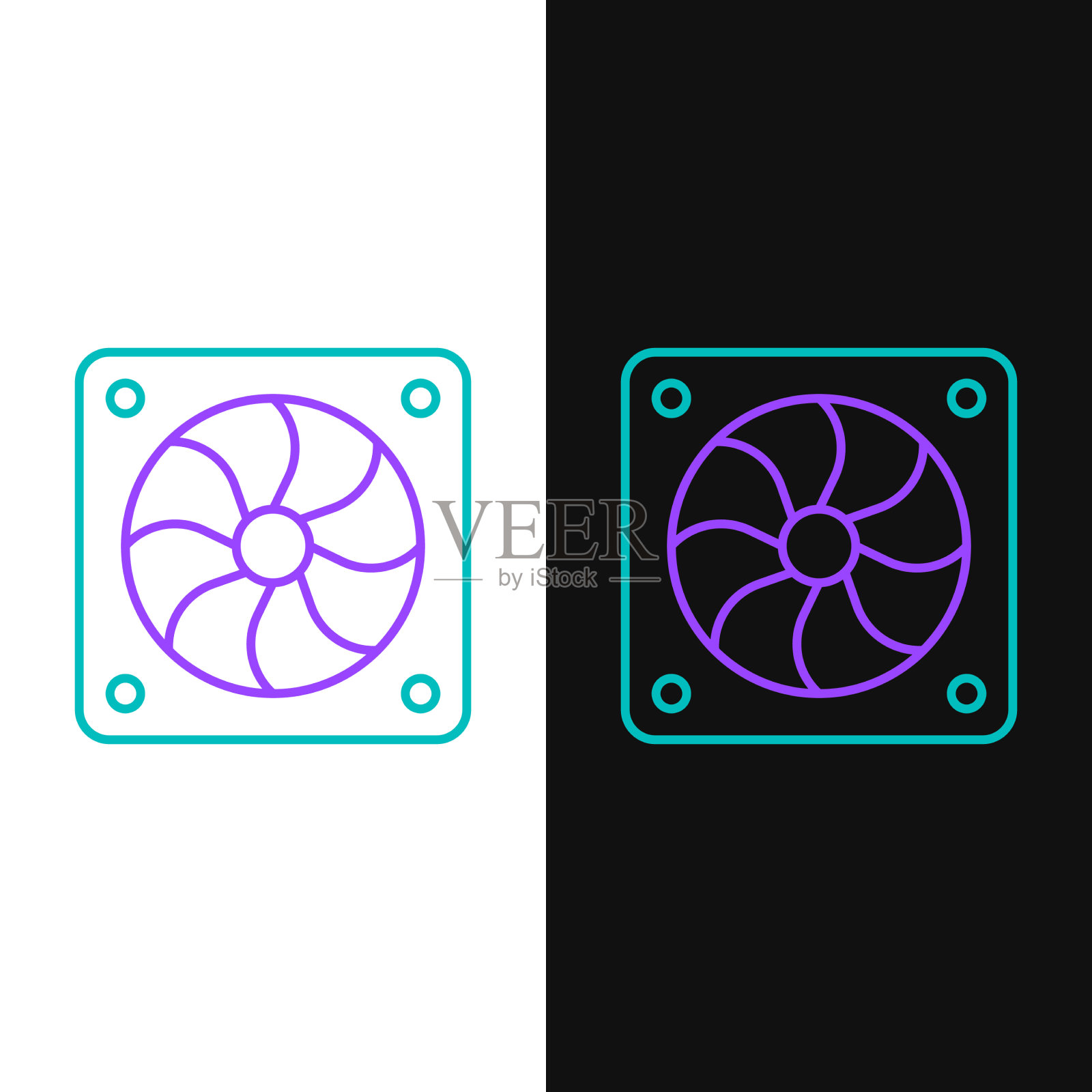 行计算机冷却器图标孤立在白色和插画图片素材