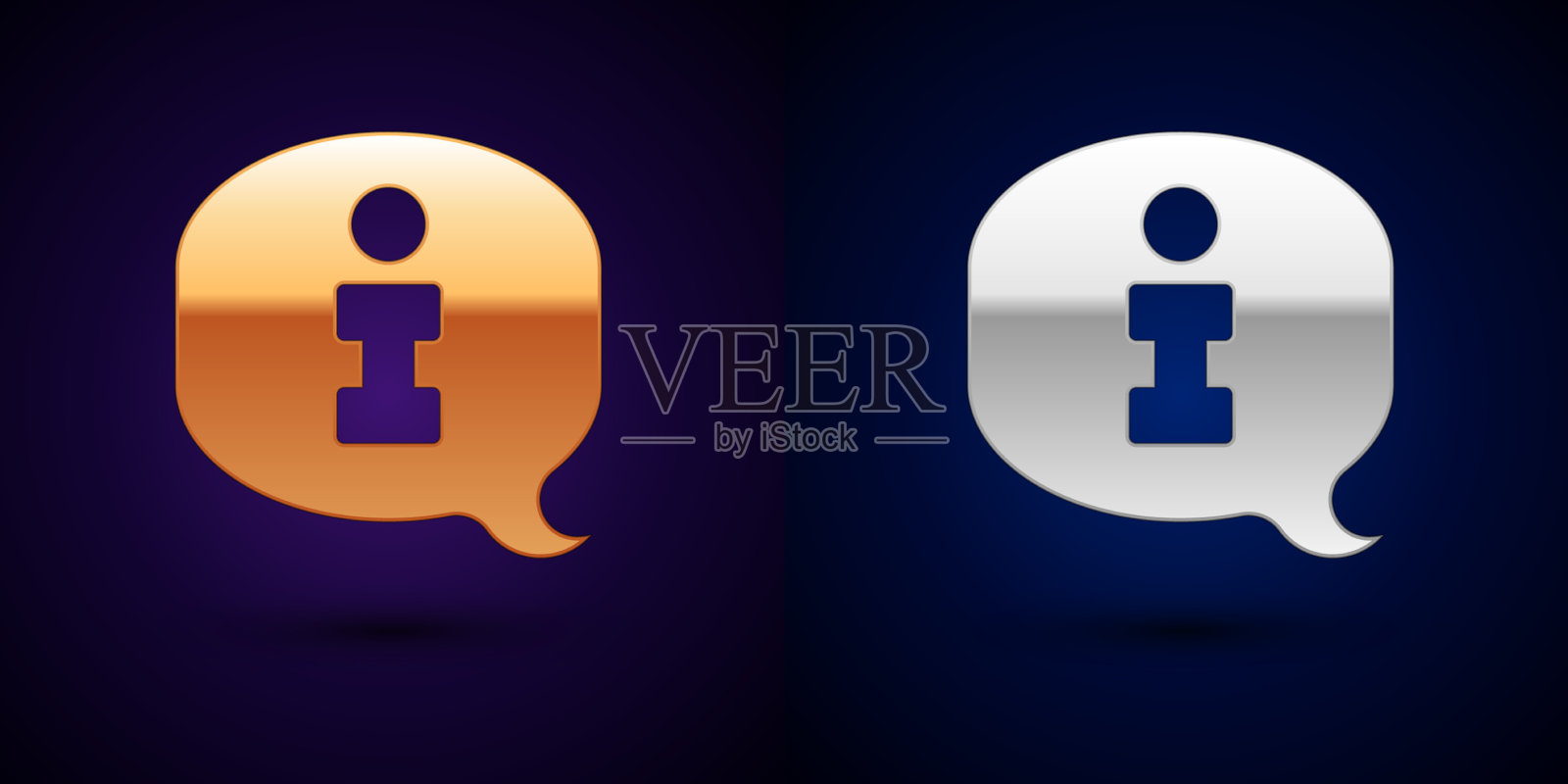 金色和银色的信息图标孤立在黑色上图标素材