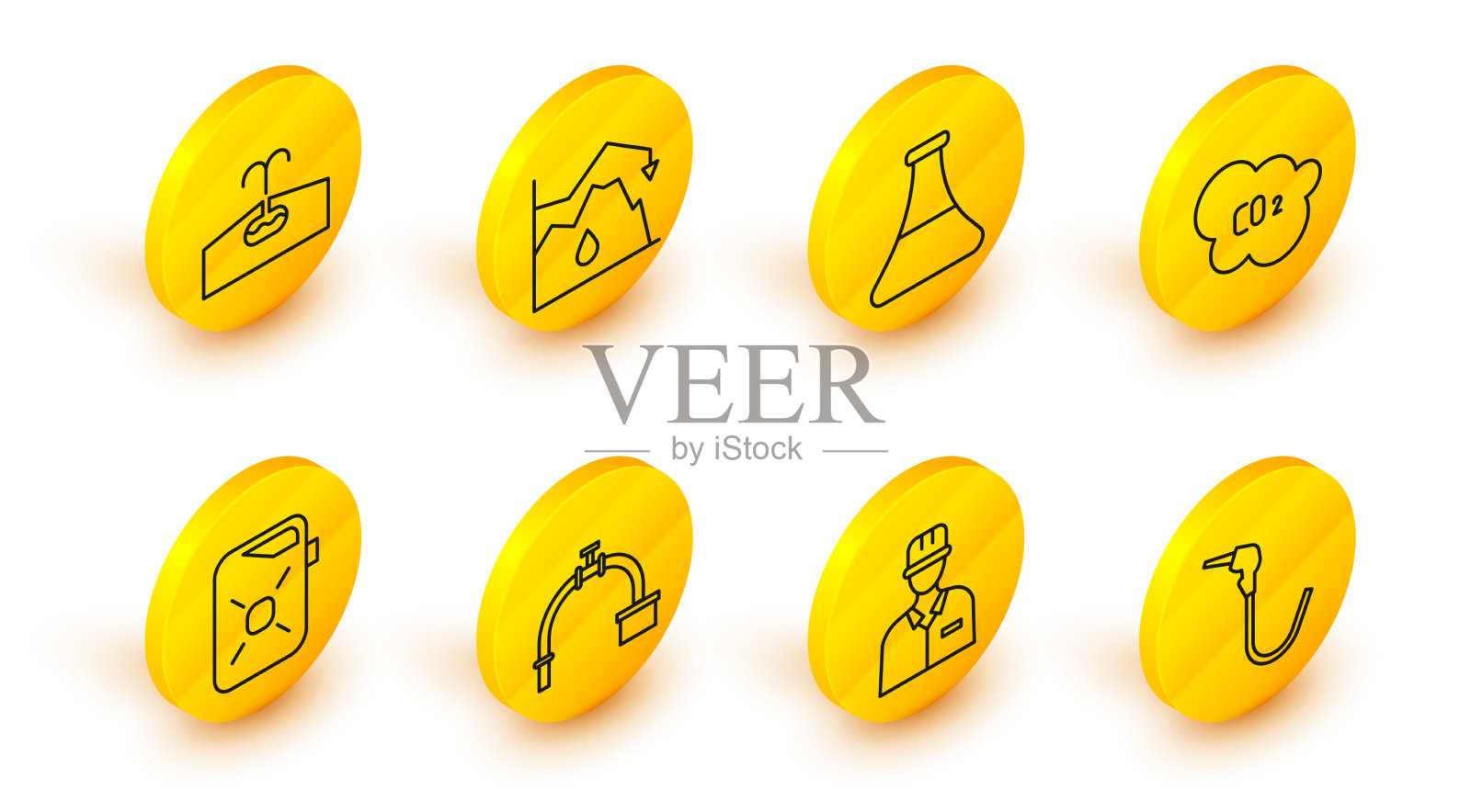 设置线汽油泵喷嘴石油业图标素材