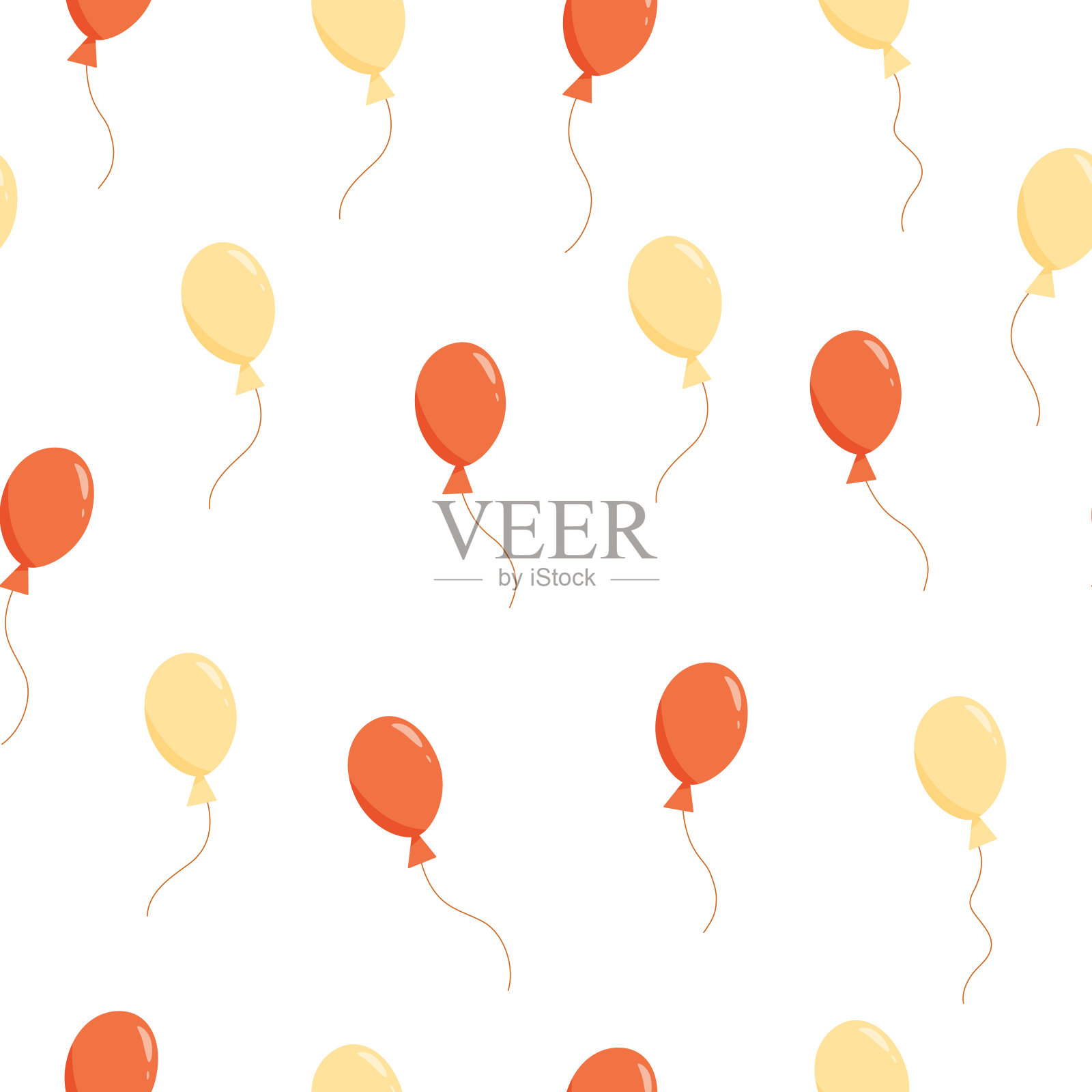 无缝向量模式与装饰气球在白色。彩色卡通无尽的背景纺织品，设计，卡片，托儿所，包装纸设计元素图片