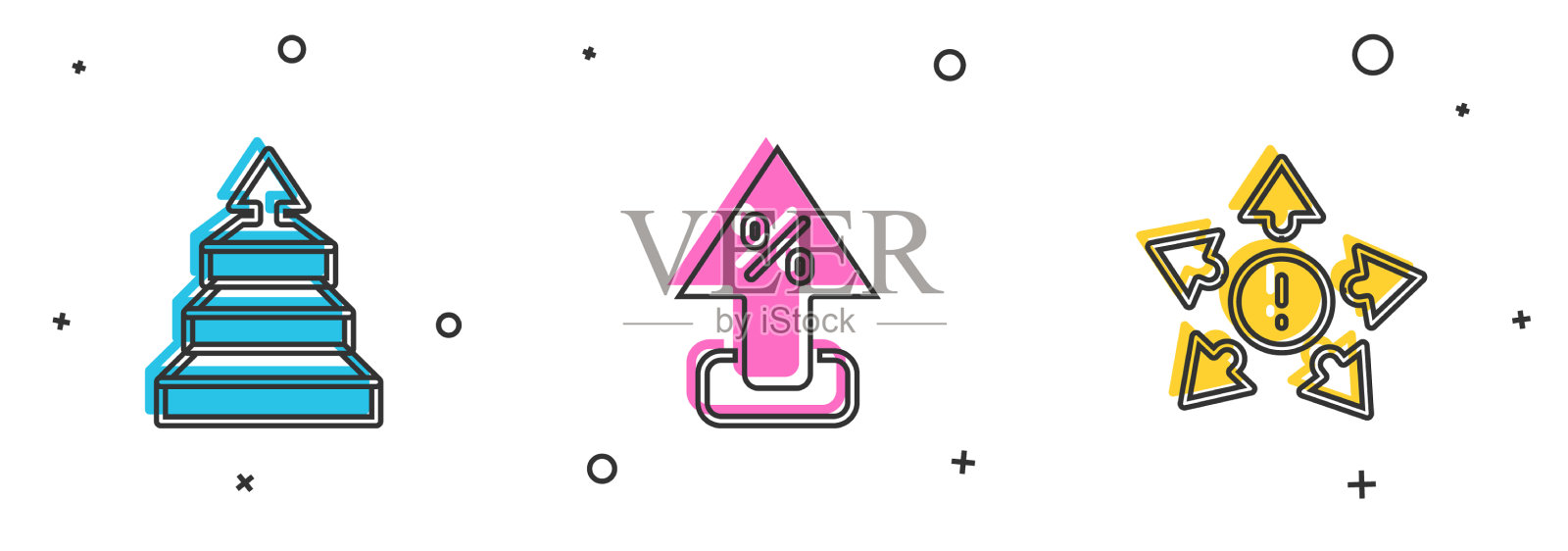 设置金字塔图表信息图表百分比向上箭头图标素材