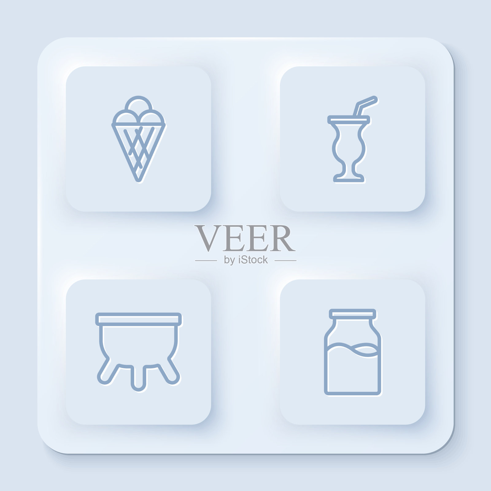 将冰淇淋放在华夫筒奶昔里图标素材