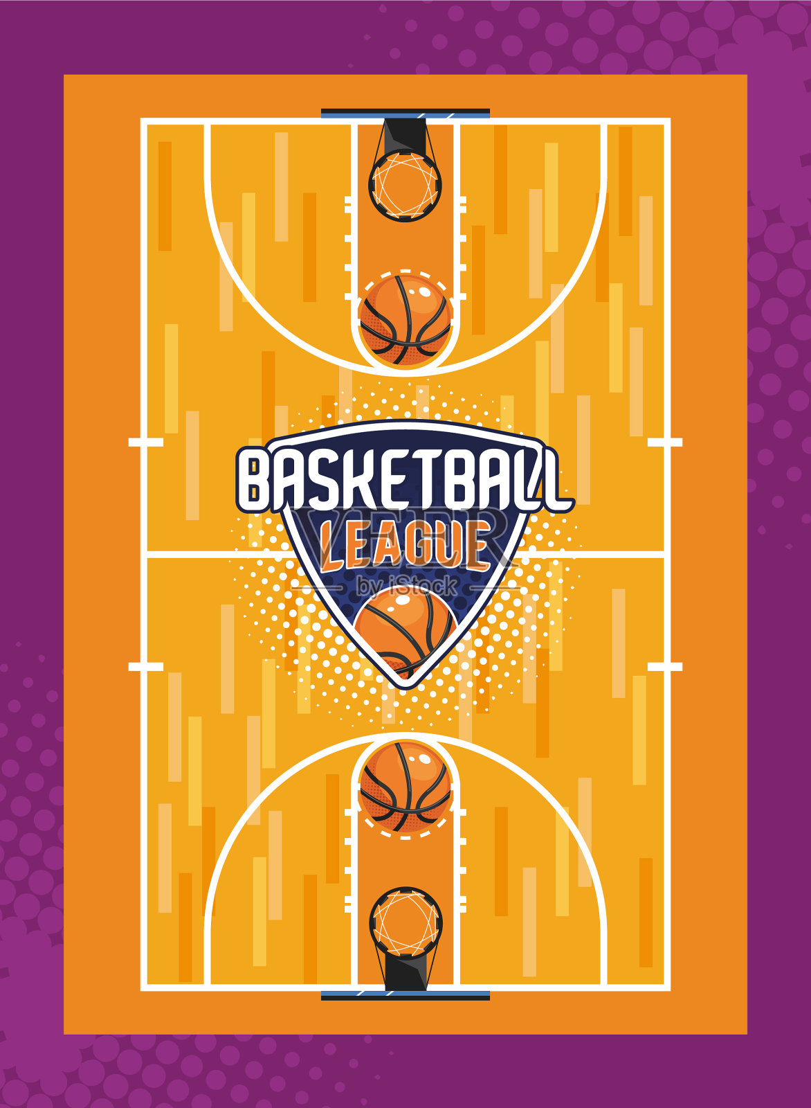 篮球联赛的字母和球场设计模板素材