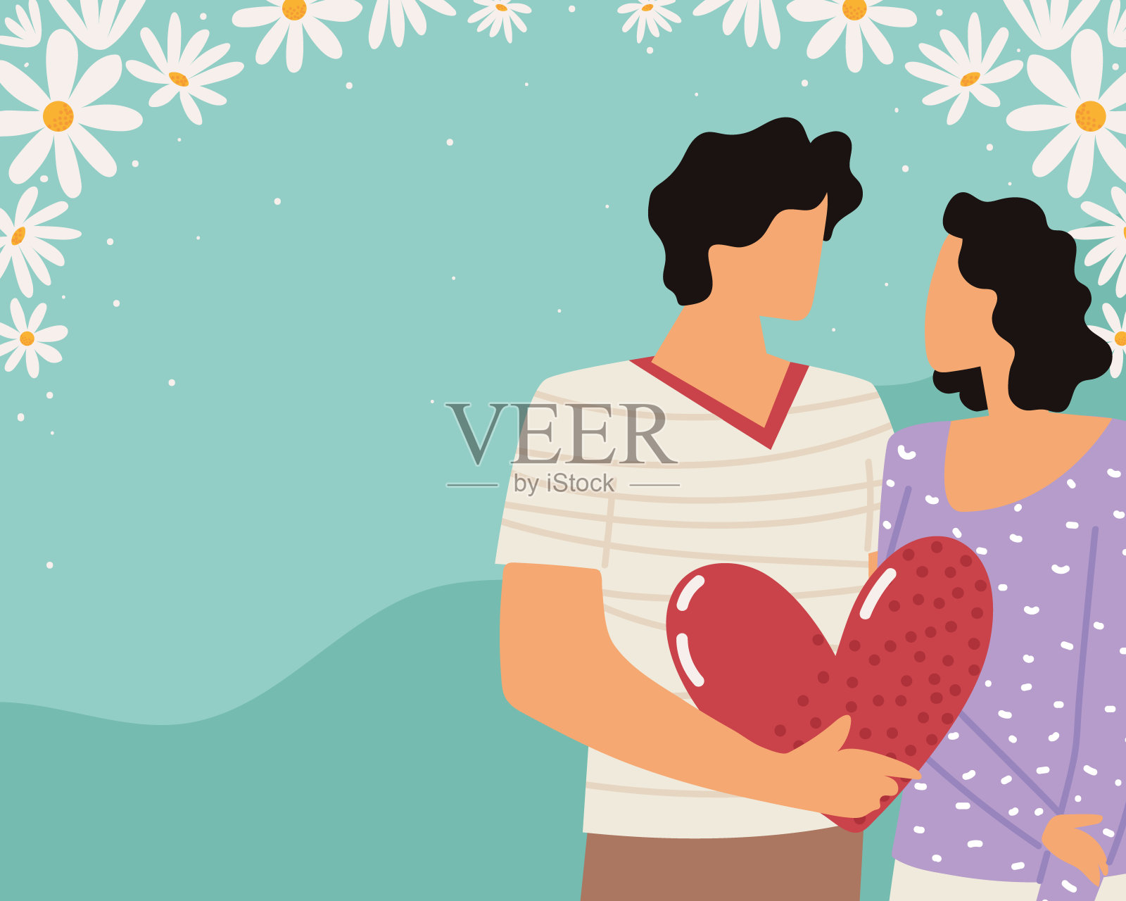 夫妇与心插画图片素材