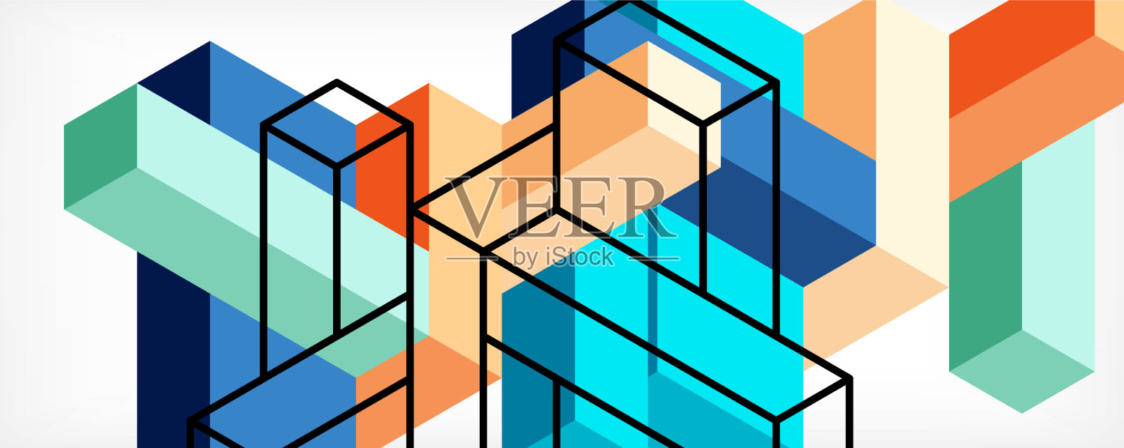 抽象背景三维立方体立方元素和插画图片素材
