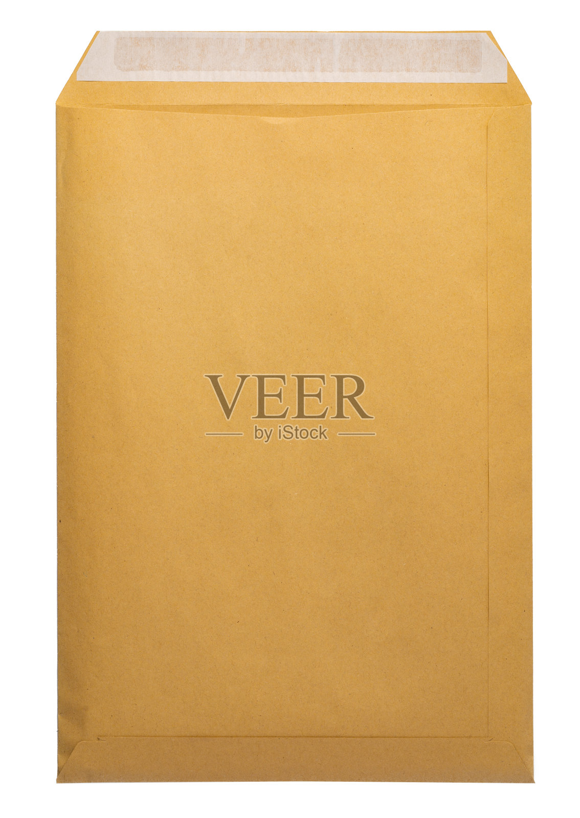 棕色信封正面和背面孤立在白色背景上。信顶视图。照片摄影图片