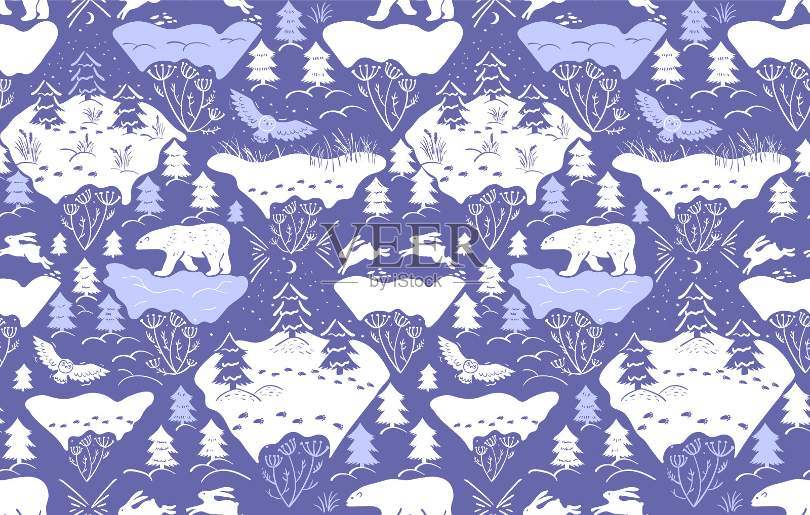 紫色的森林点缀插画图片素材