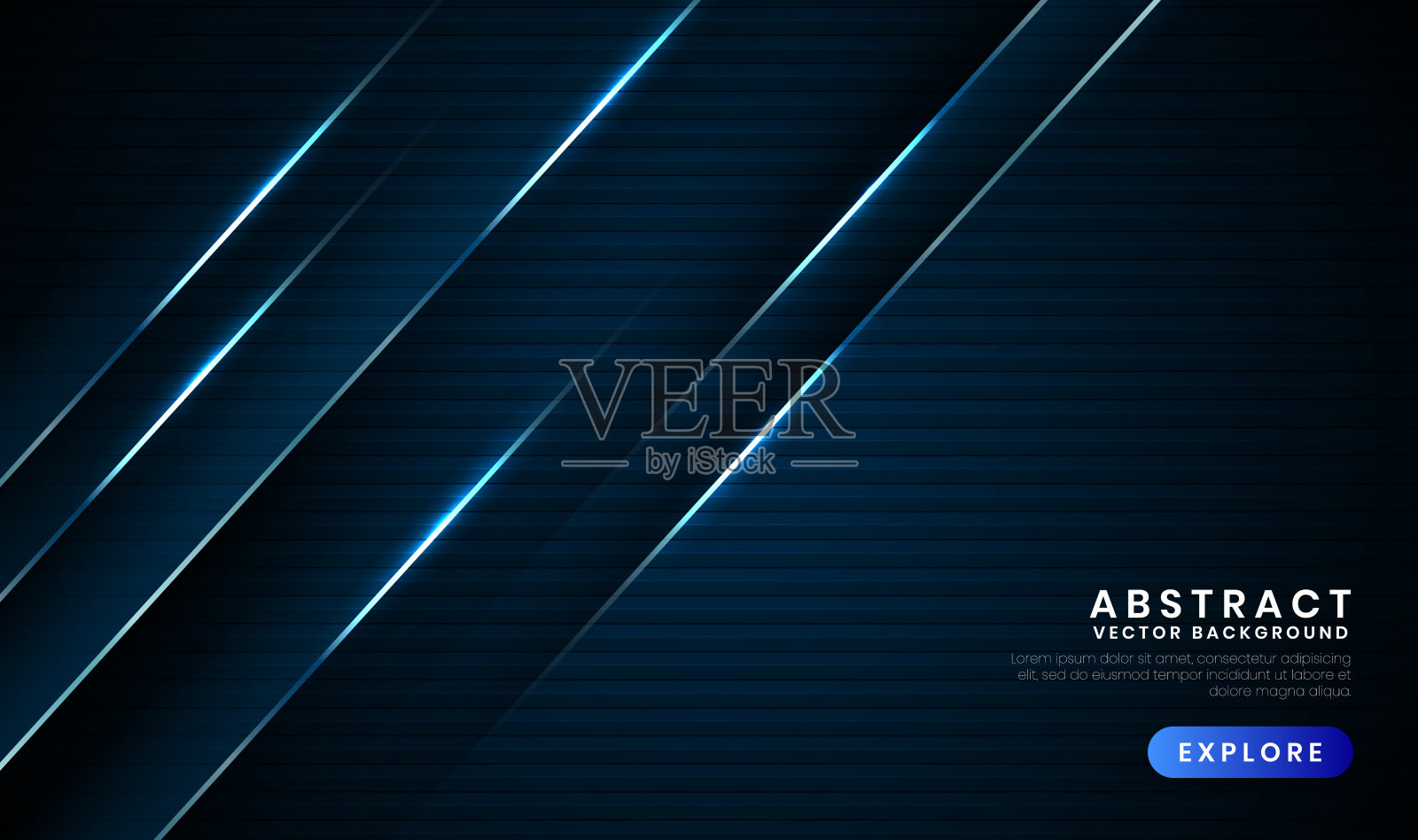 3D海军蓝技术抽象背景，重叠层在暗空间与光线效果装饰。平面设计元素未来风格的概念为传单，卡片，封面，横幅，或着陆页插画图片素材