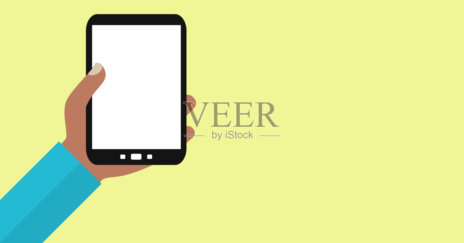 平面设计横幅-空的智能手机显示-人的颜色插画图片素材