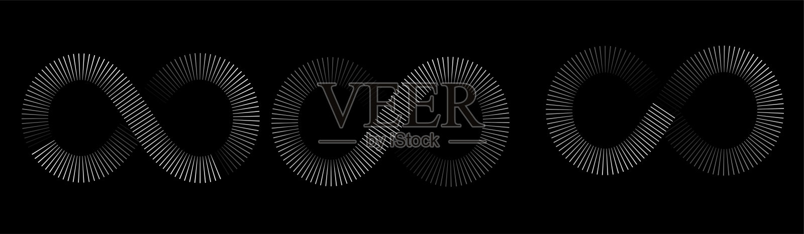 圆形的声波节奏来自线条。符号无限，重复和循环。插画图片素材