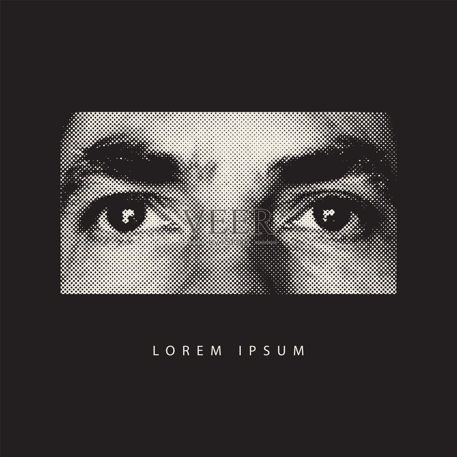 抽象横幅与人的眼睛在复古风格设计模板素材