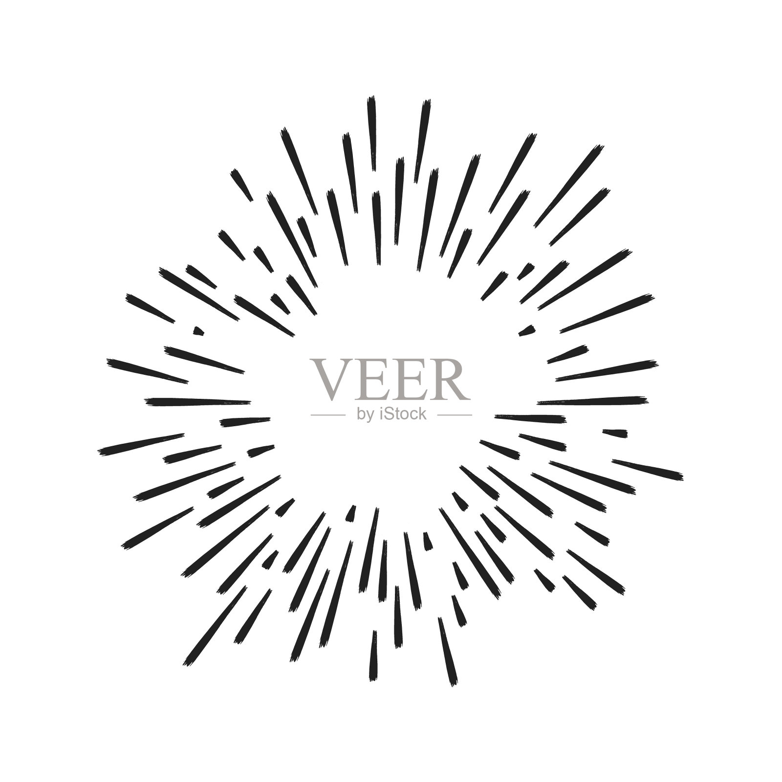 手绘星爆涂鸦爆炸矢量插图孤立在白色背景上。插画图片素材