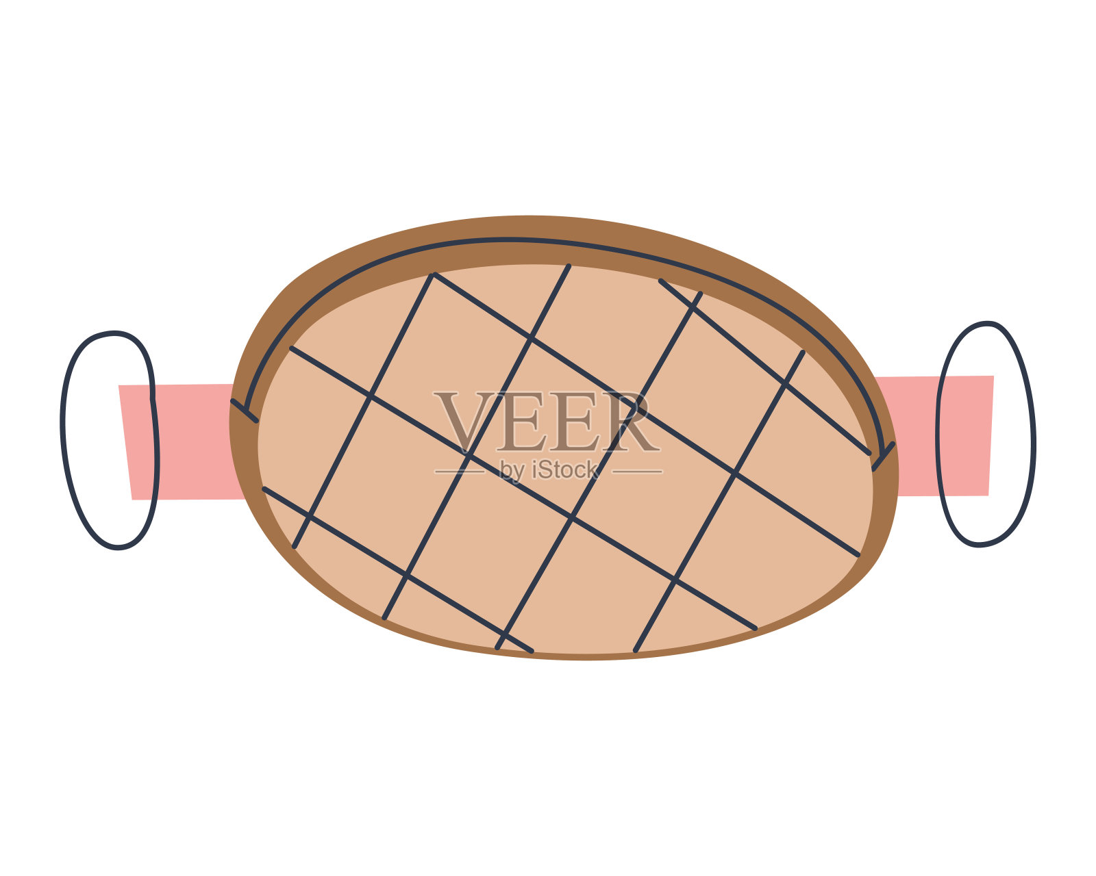 椭圆形皮带包。平面向量插图。插画图片素材