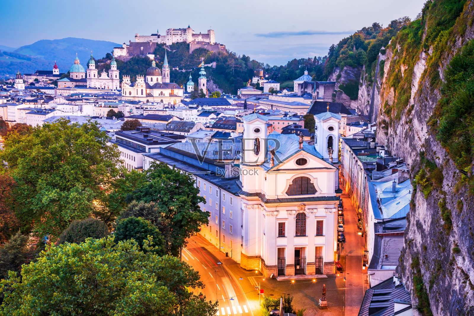 奥地利的萨尔茨堡。festing Hohensalzburg的美丽景色。照片摄影图片