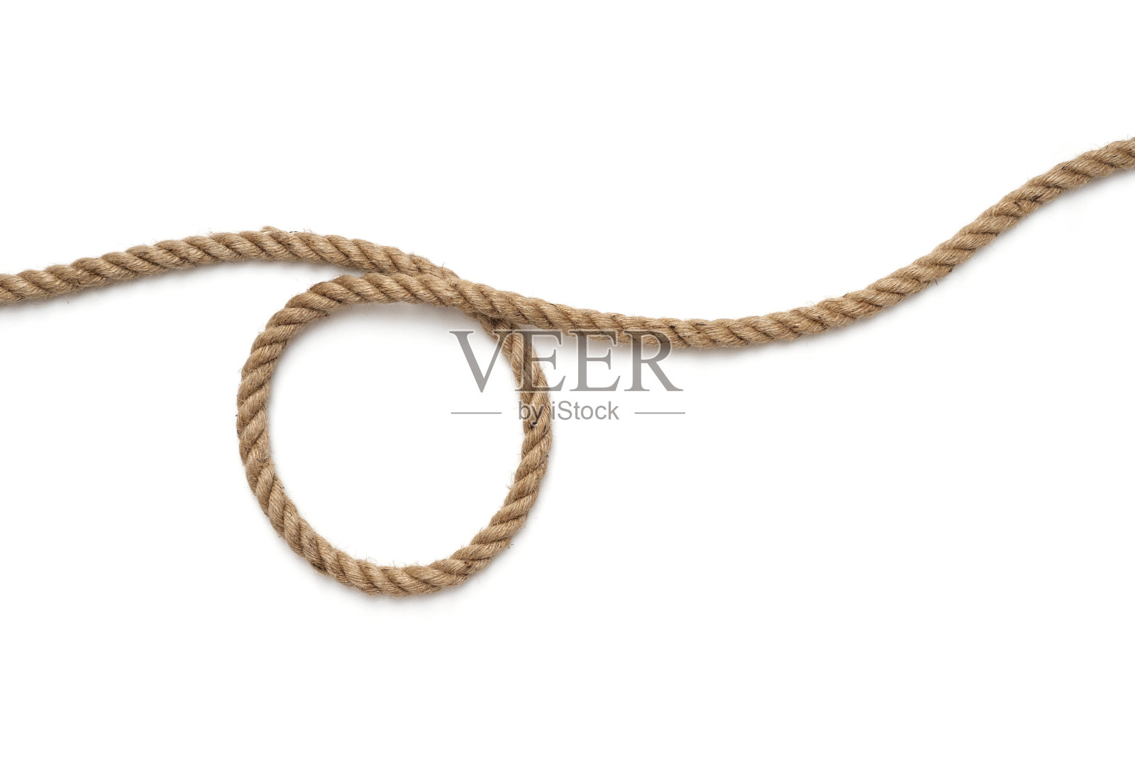 白色背景上的绳索圆环路径照片摄影图片