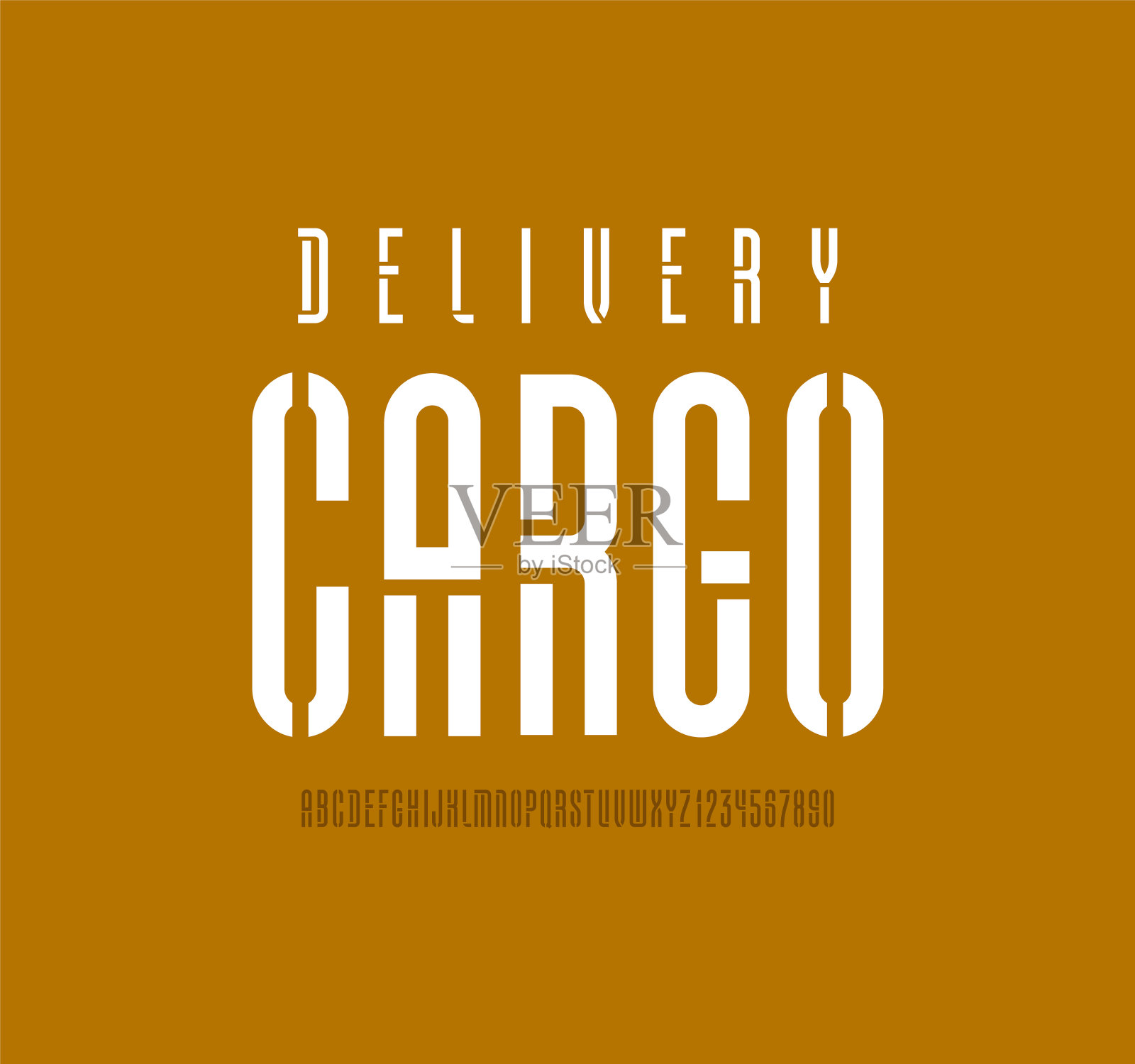 模版压缩字体，现代字母表，字母和数字，矢量插图10EPS插画图片素材