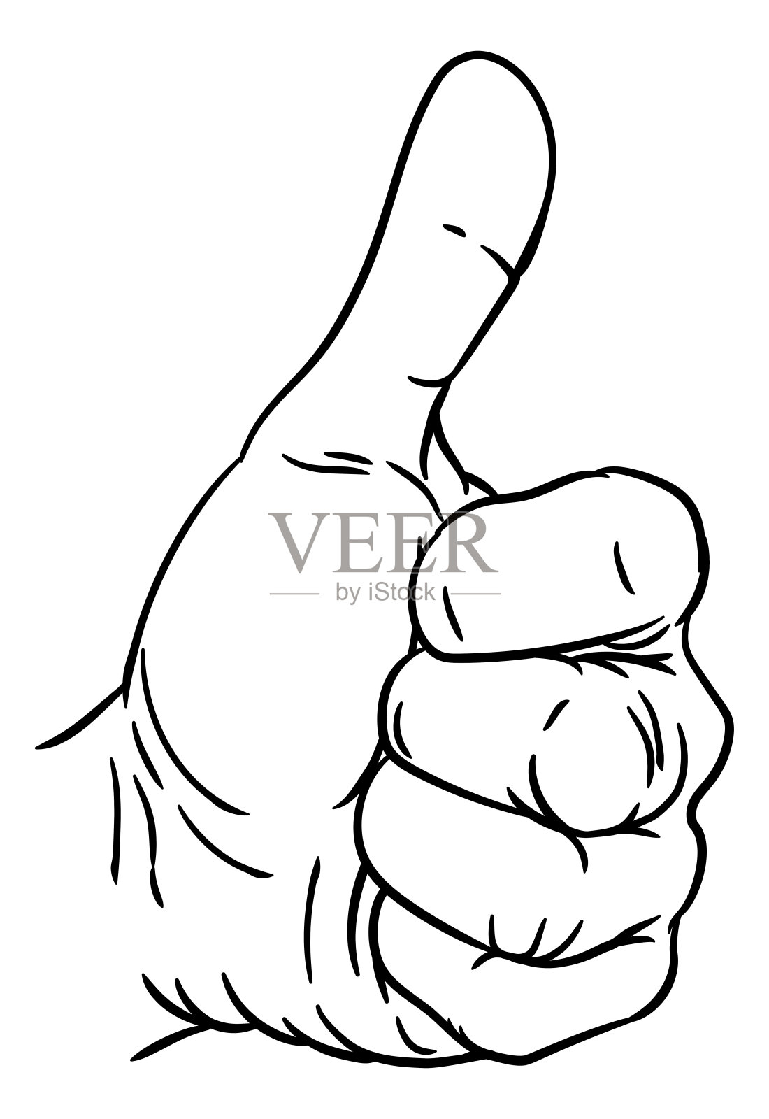 手大拇指向上的手势大拇指伸出手指握拳插画图片素材