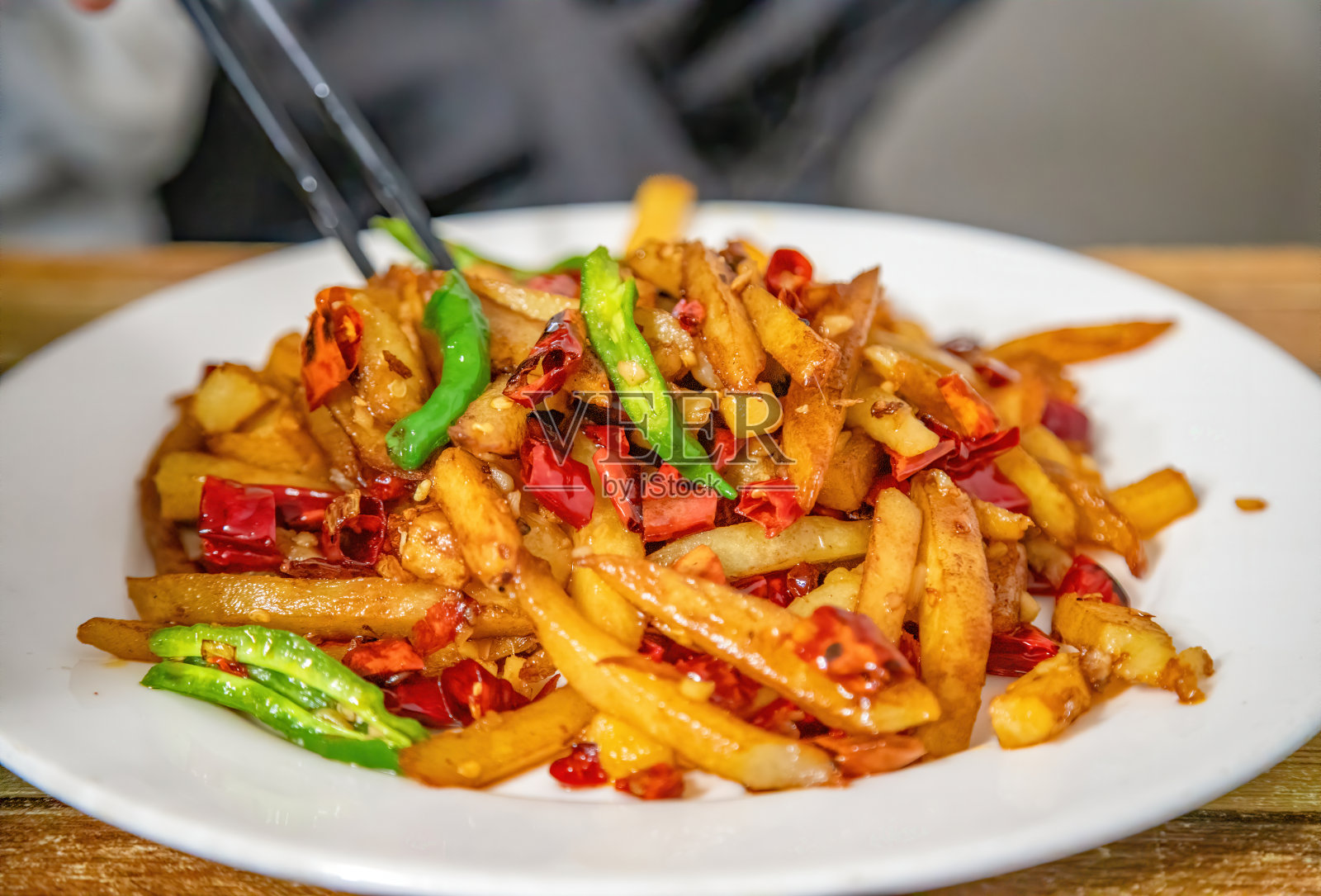 辣椒炒土豆丝照片摄影图片