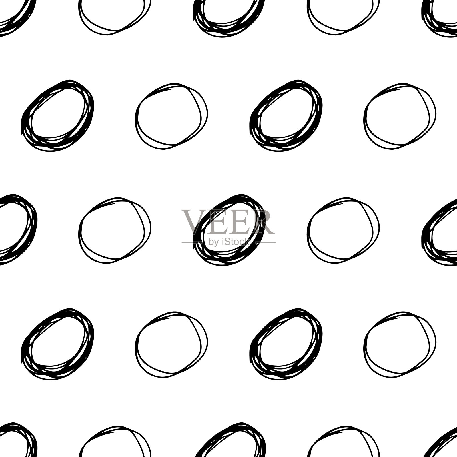 无缝图案与素描圆形形状插画图片素材