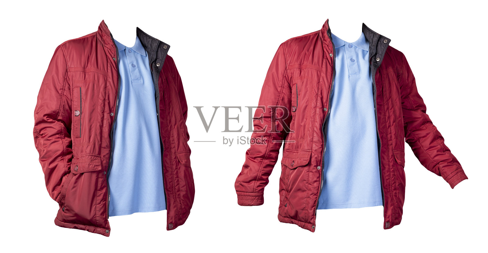 男子t恤和夹克孤立在白色背景。休闲装照片摄影图片