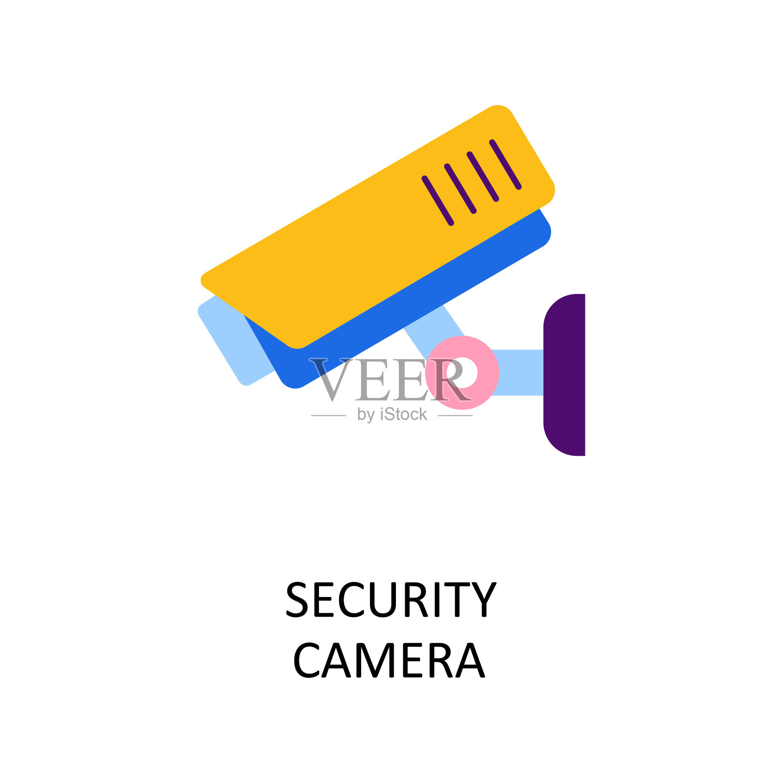 安全相机矢量平面图标设计插图。银行和支付符号在白色背景EPS 10文件设计元素图片