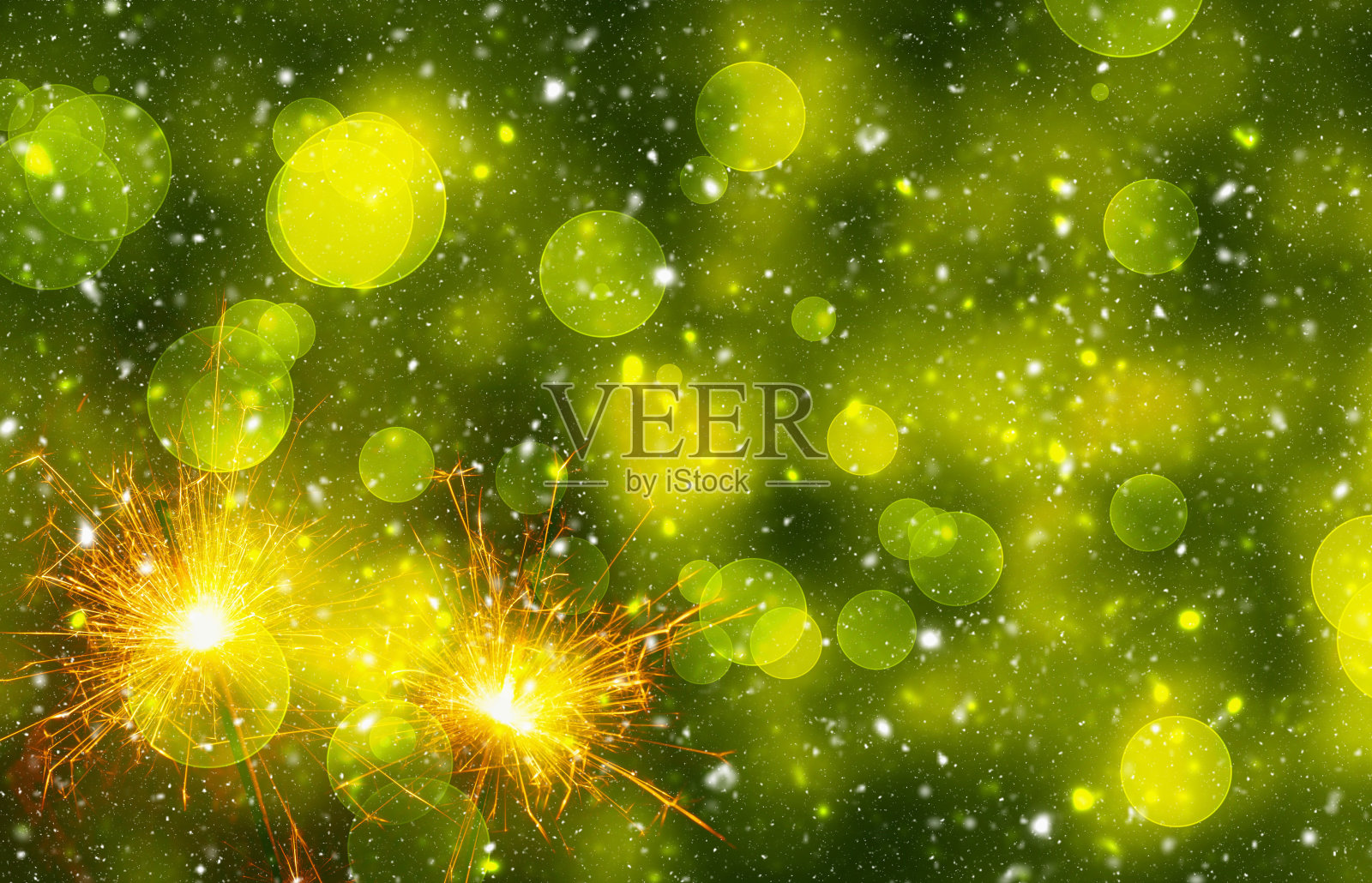 燃烧的火花在抽象的雪域背景。新年快乐。三维演示照片摄影图片