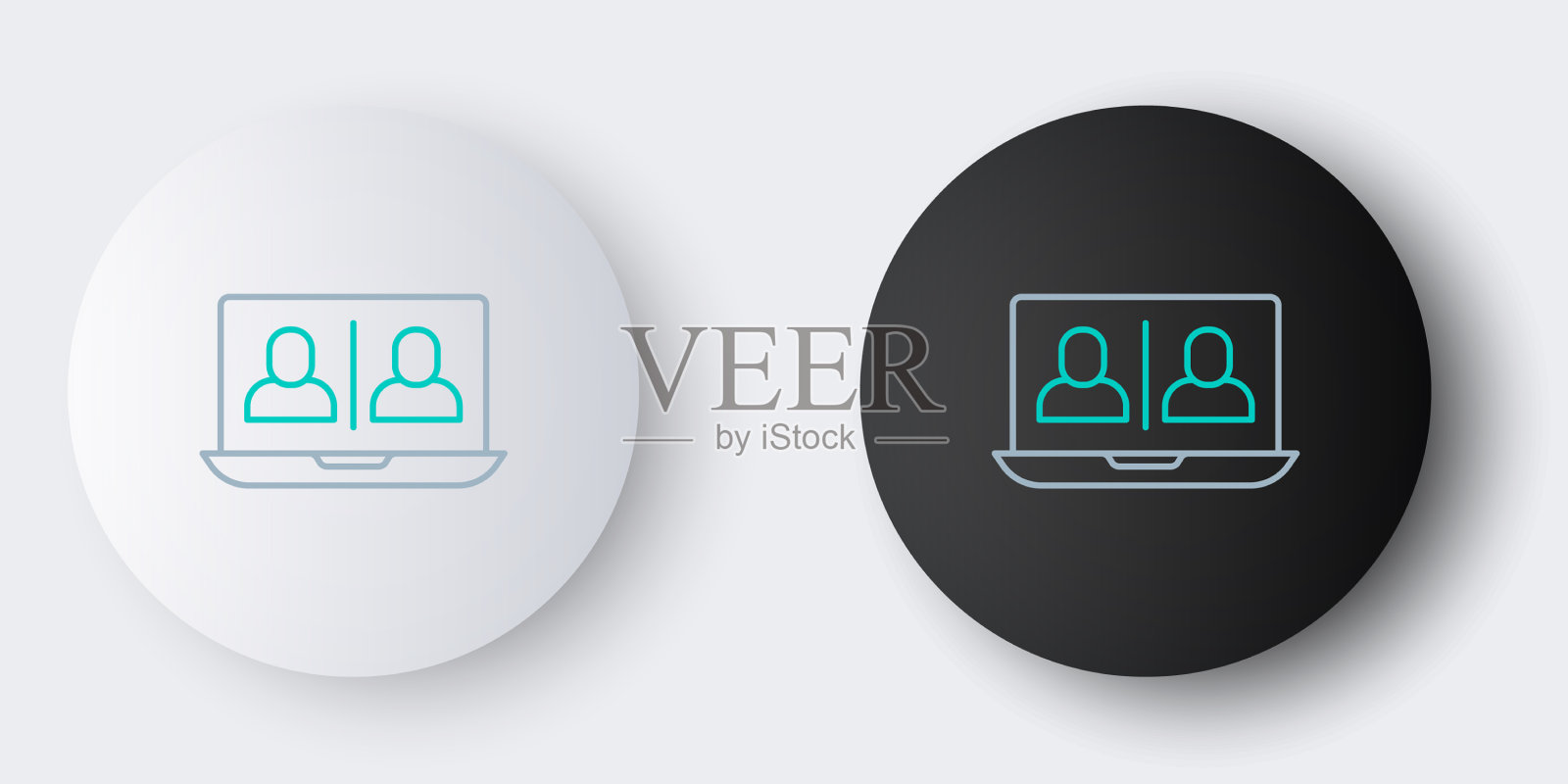 在线视频聊天会议图标隔离为灰色图标素材