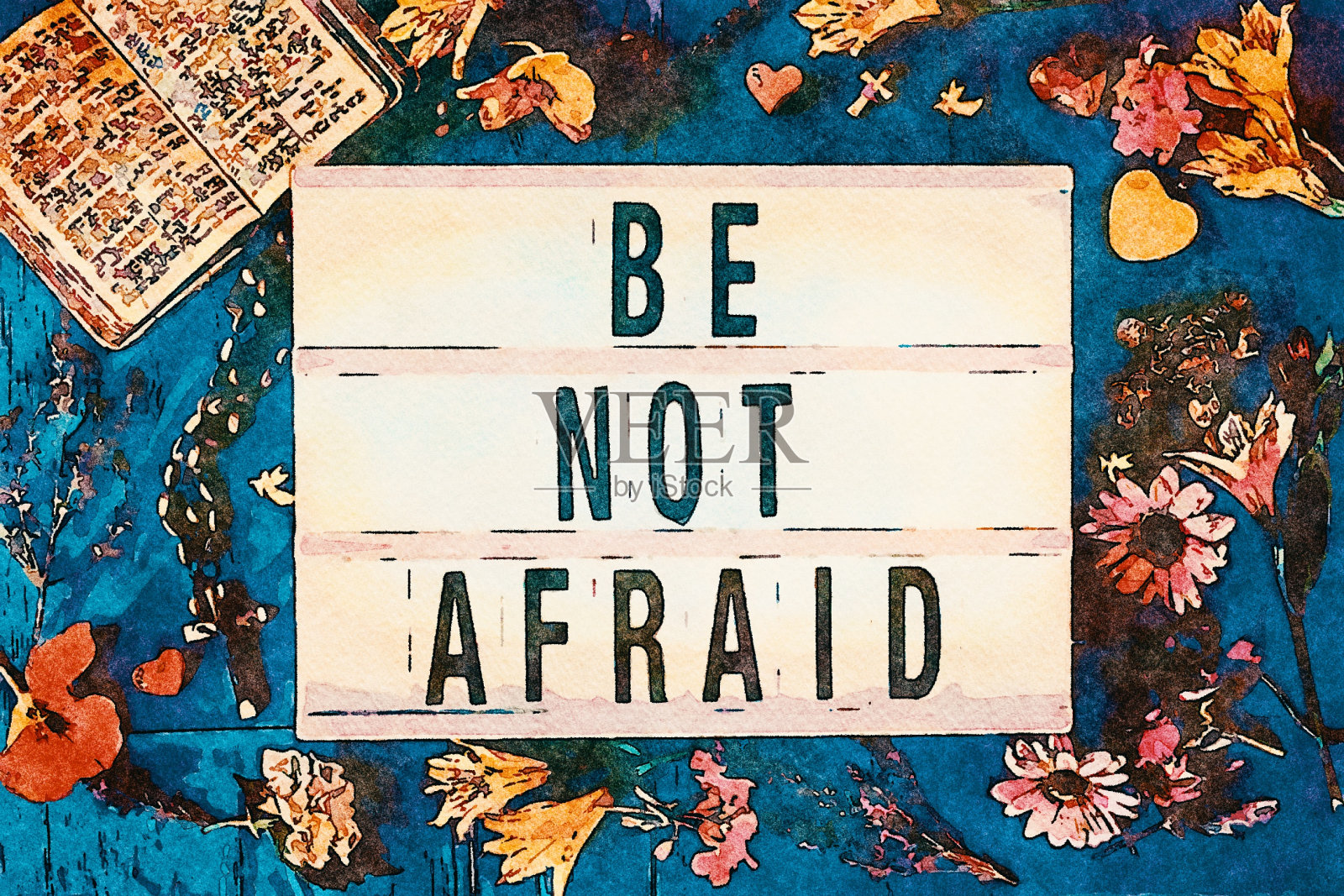 水彩灯箱风：不要害怕插画图片素材