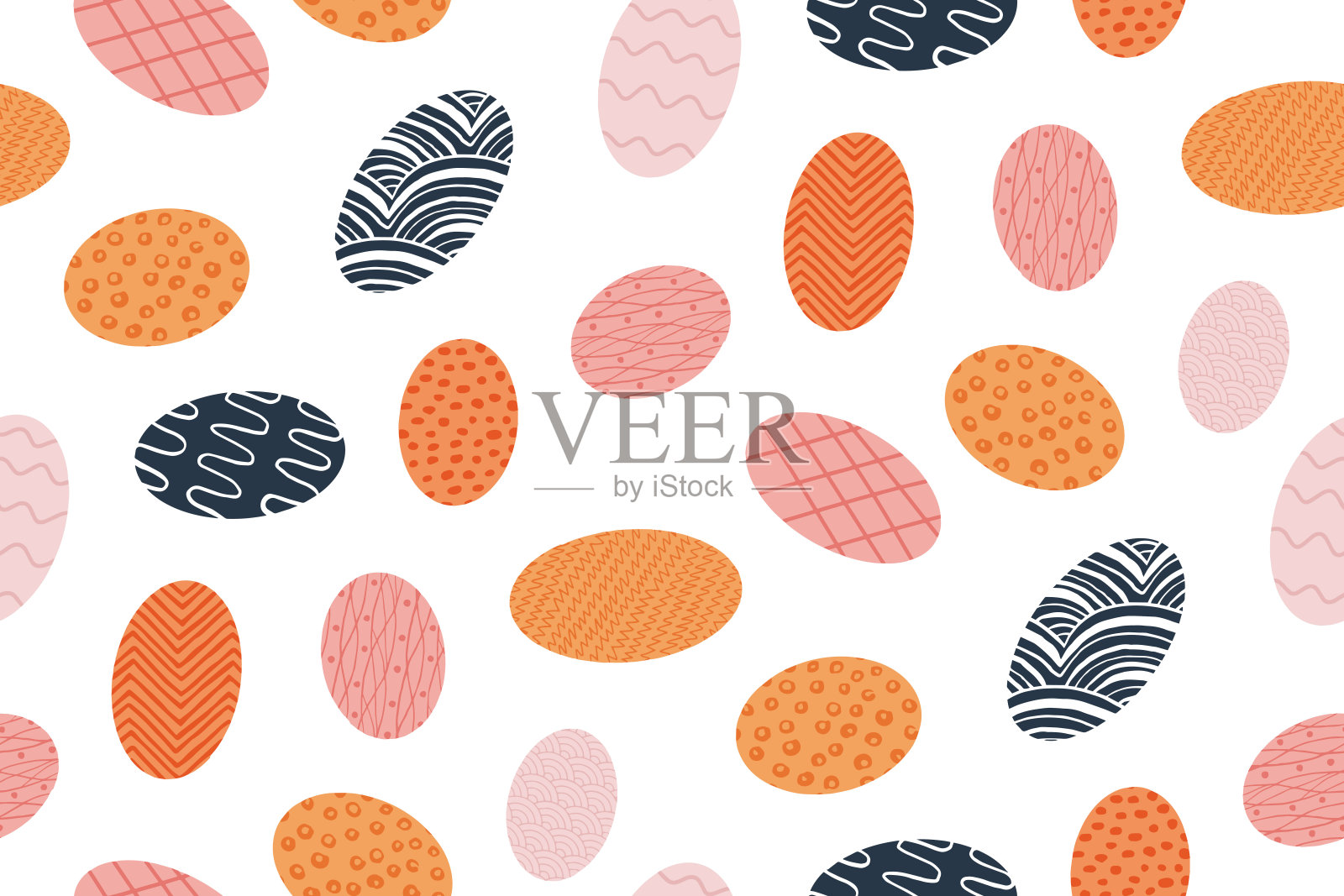 无缝图案与彩色复活节彩蛋的图案插画图片素材