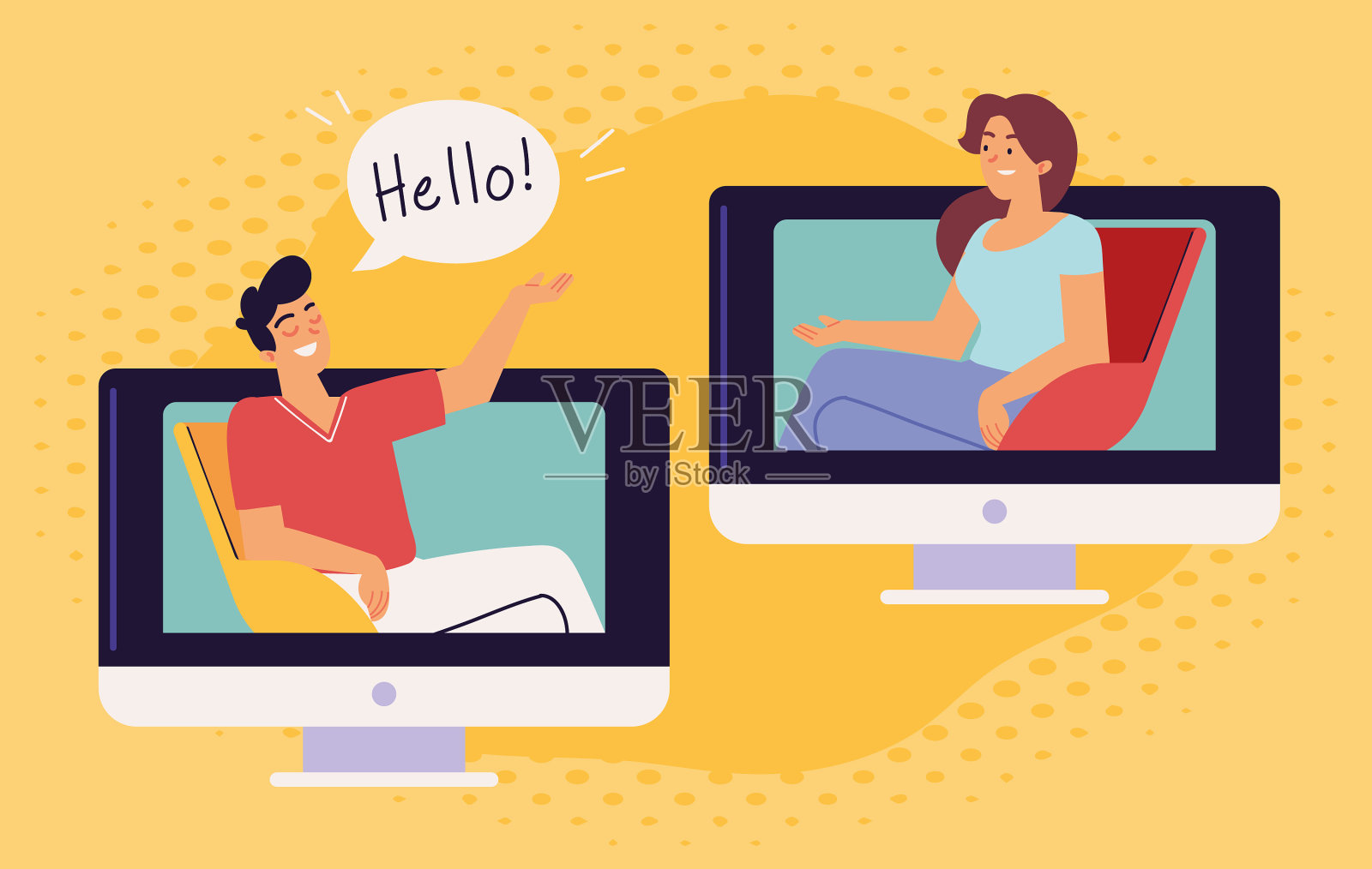 视频通话几插画图片素材