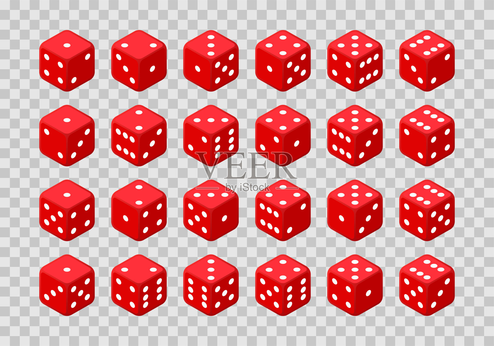 赌骰子组合。逼真的骰子向量集合。插画图片素材
